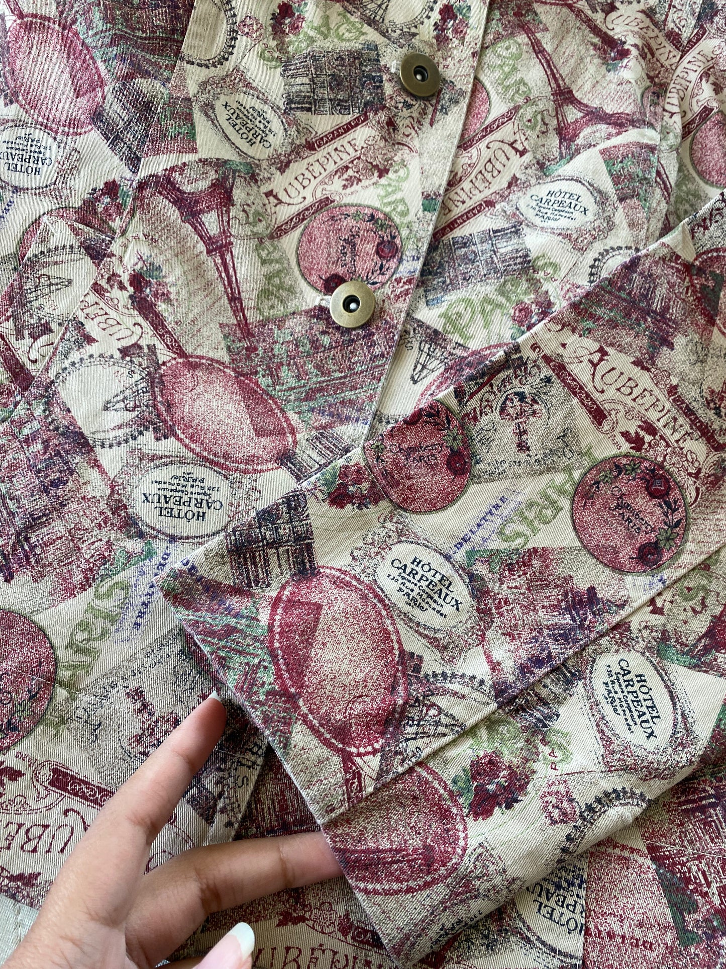 All Over Stamped Vintage Denim Jacket