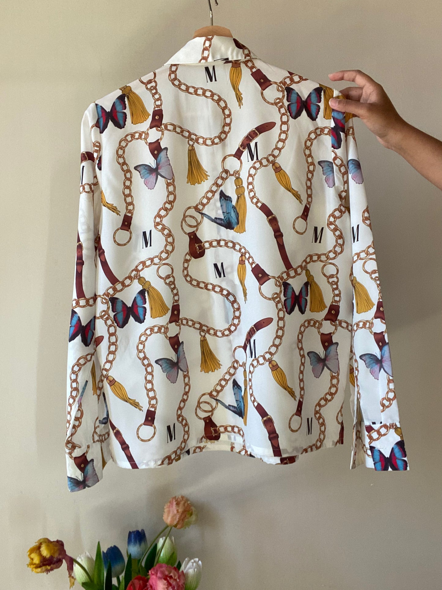 Baroque Print Vintage Shirt With M Initial