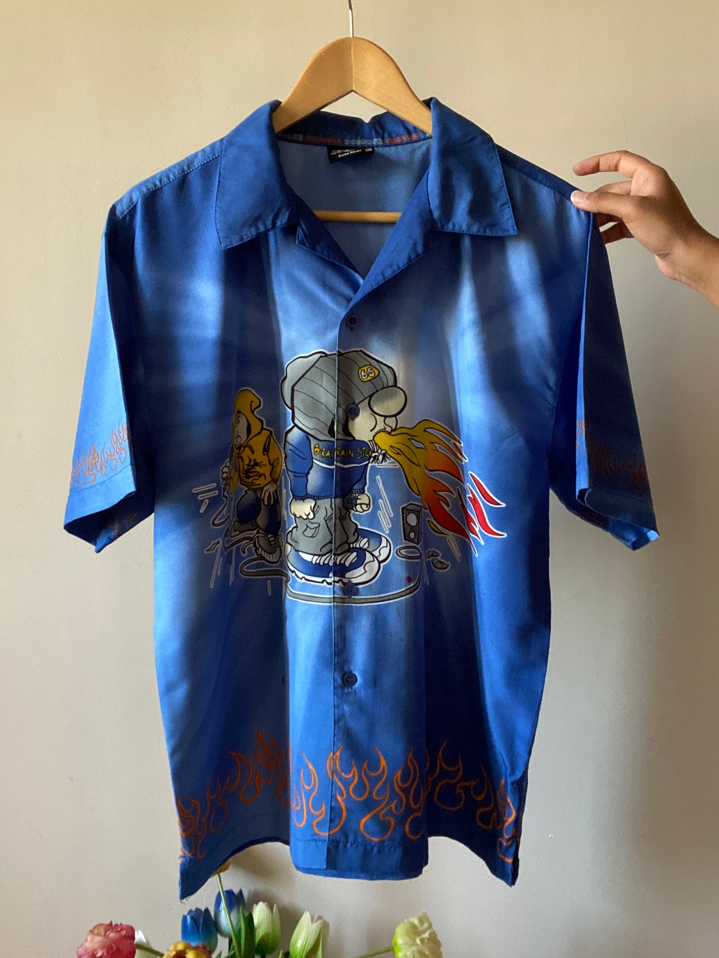 Flam and Music Print Vintage Shirt