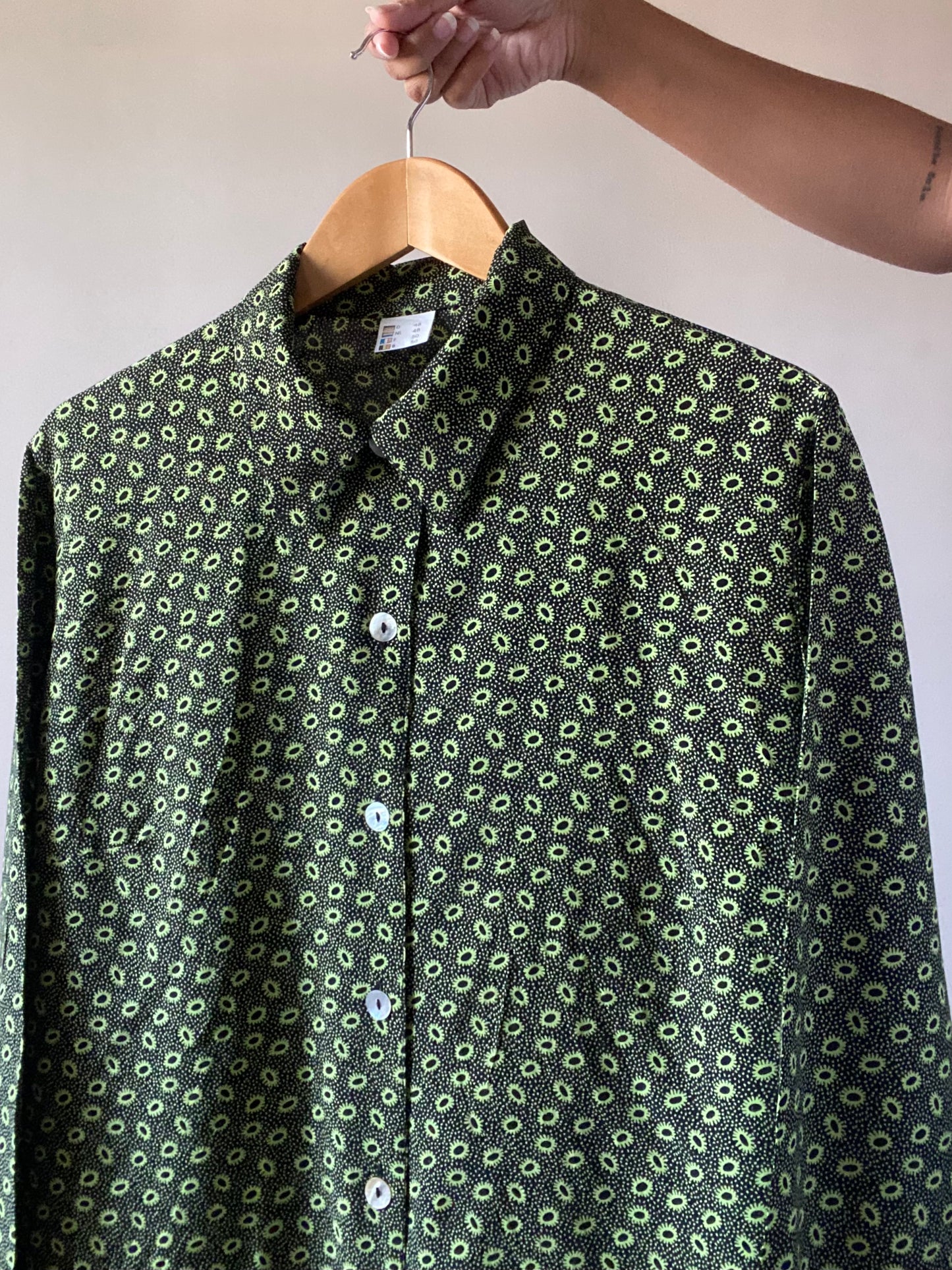 90s Neon Tiny Floral Print Vintage Shirt