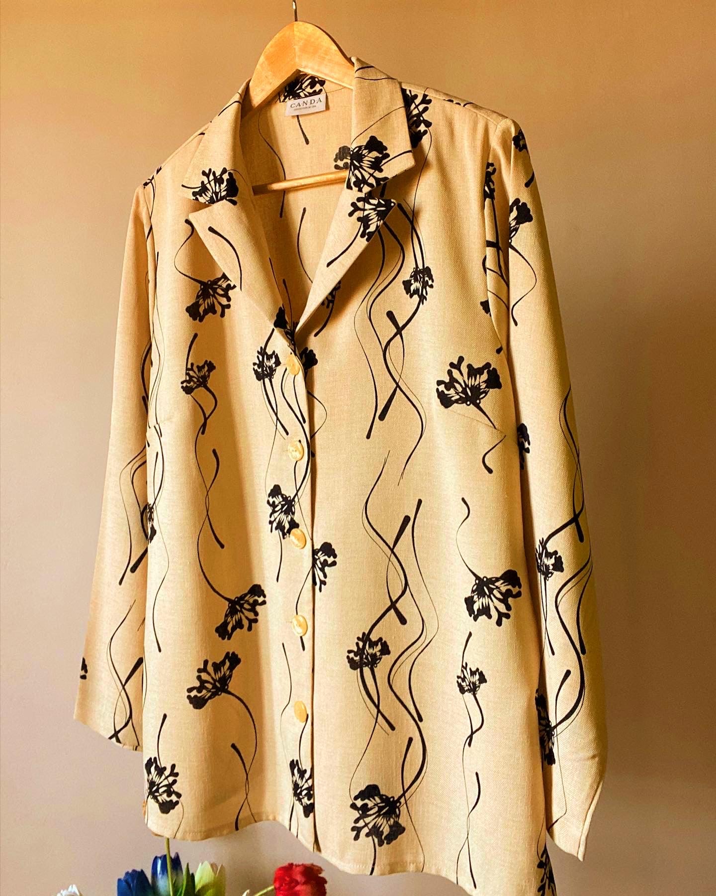 Blazer Style Vintage Shirt With Abstract Print