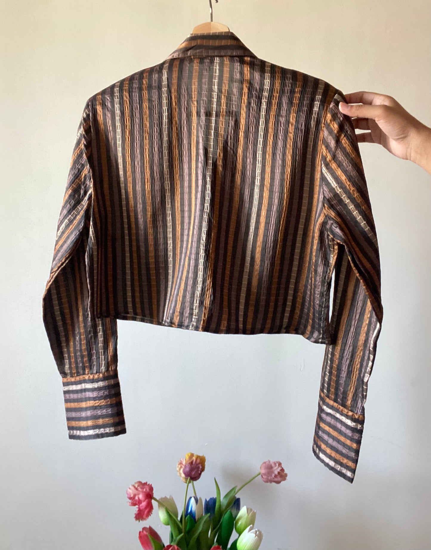 Copper Stripped Vintage Cropped Shirt