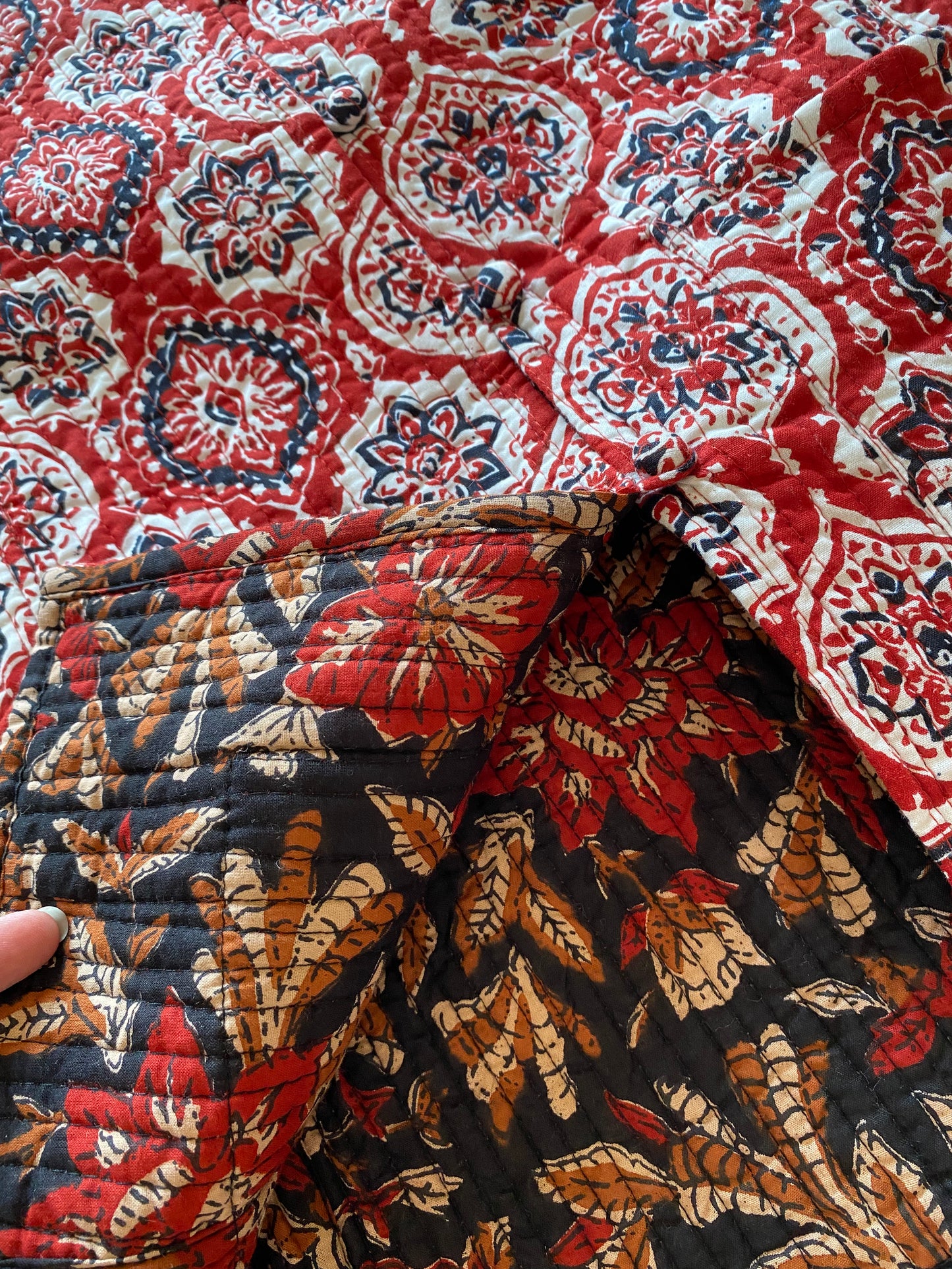 Multi Motif Block Print Quilted Jacket