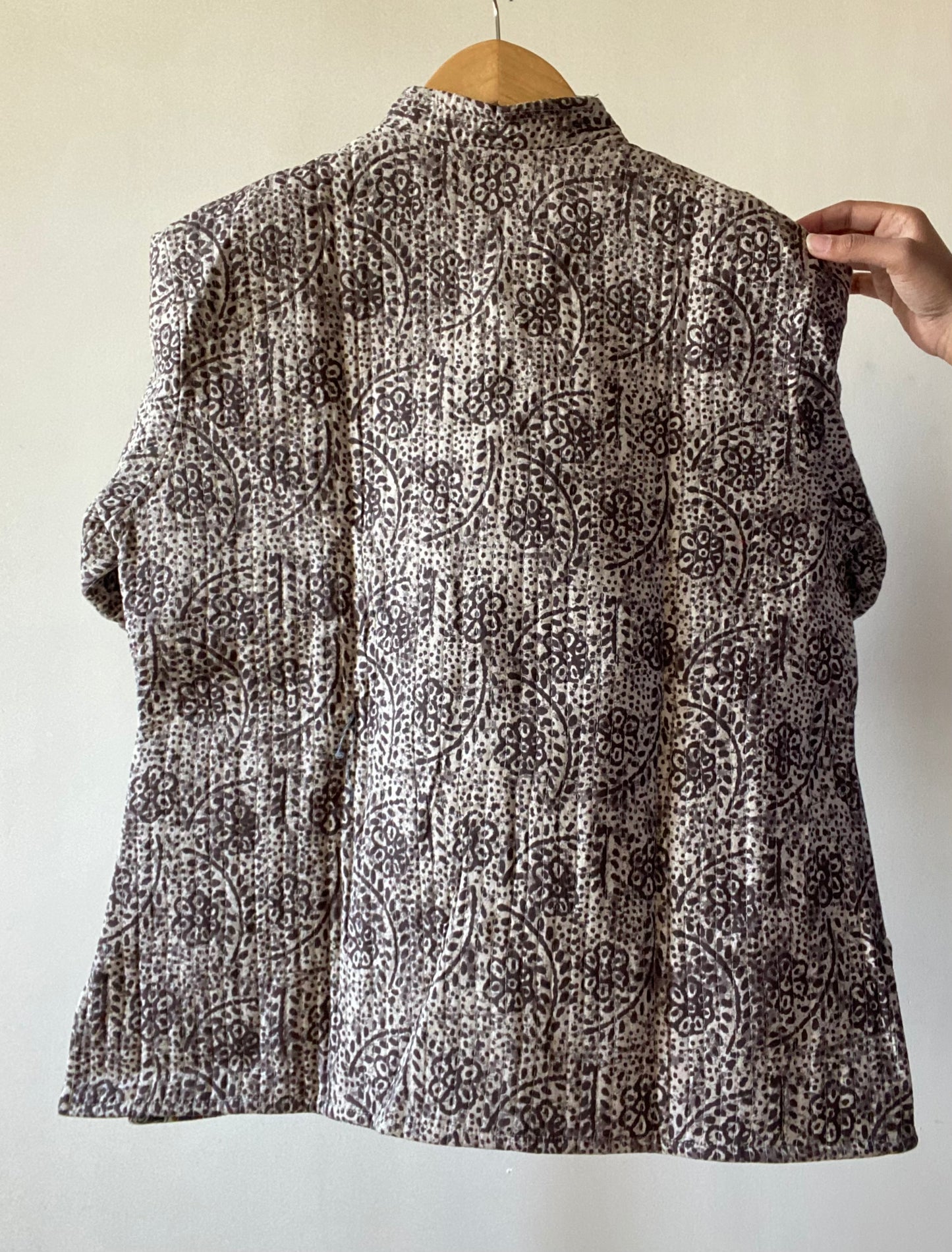Brown Block Print Quilted Jacket