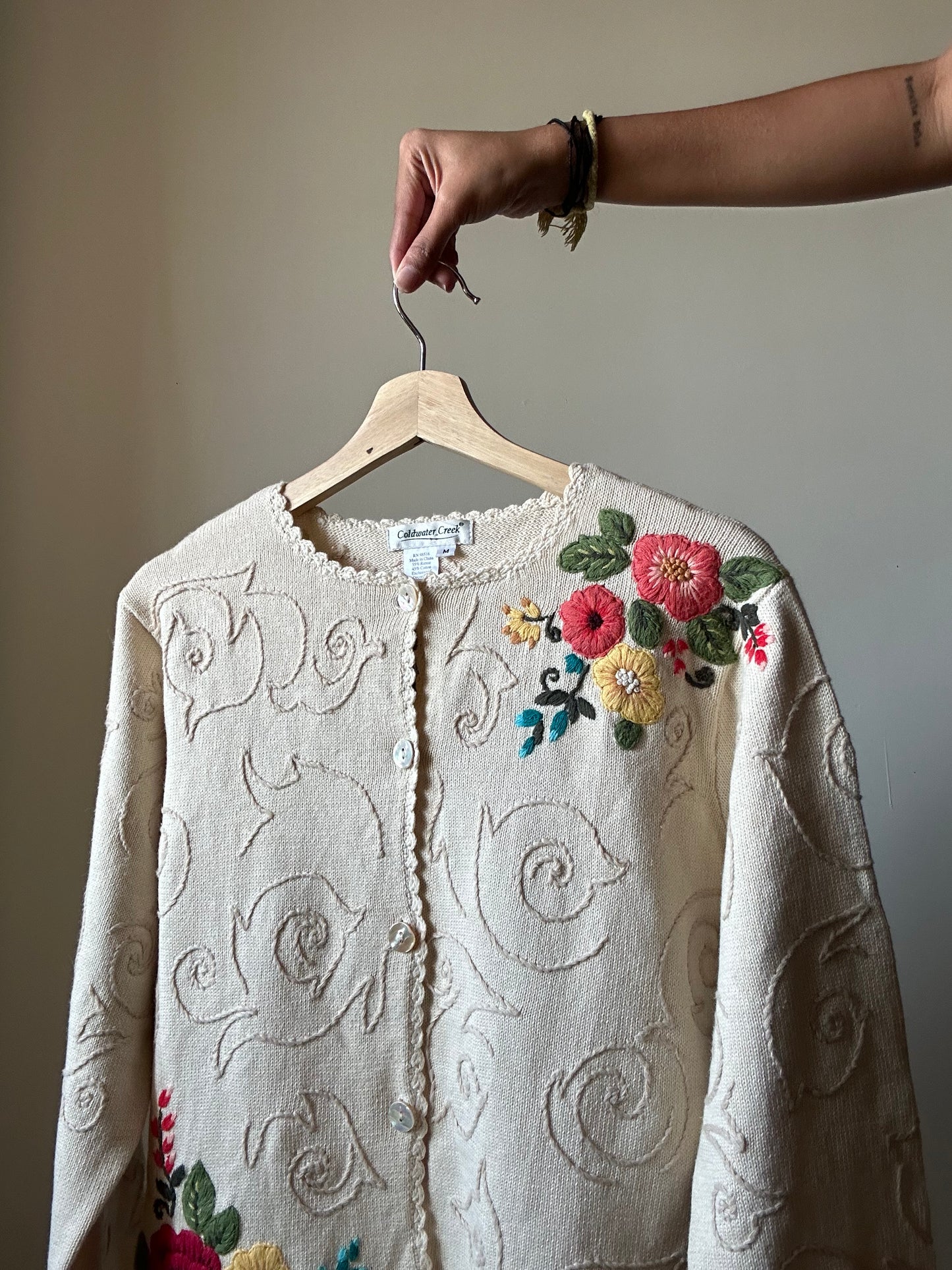 Vintage Coldwater Creek Floral Embroidered Cardigan