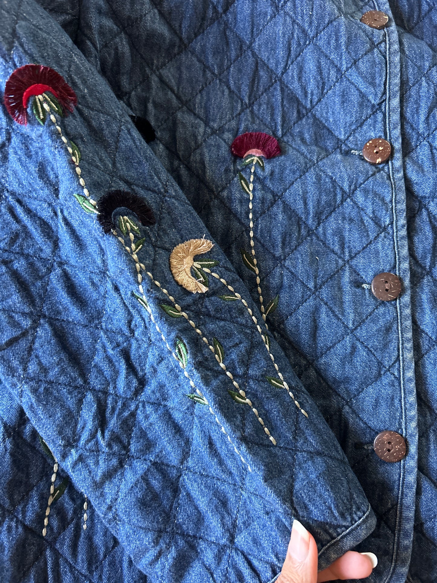 Vintage Coldwater Creek Denim Lightly Quilted Shaket