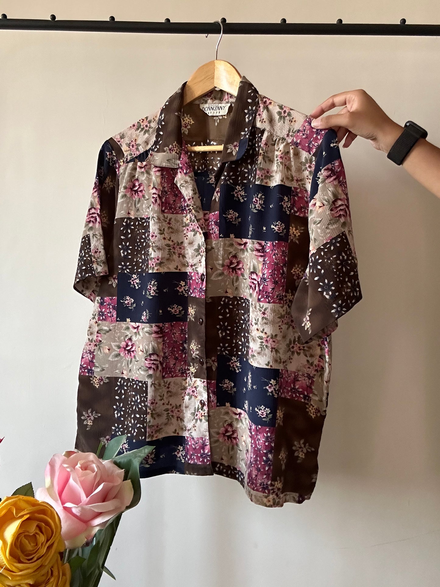 Vintage Floral Block Style Print Shirt