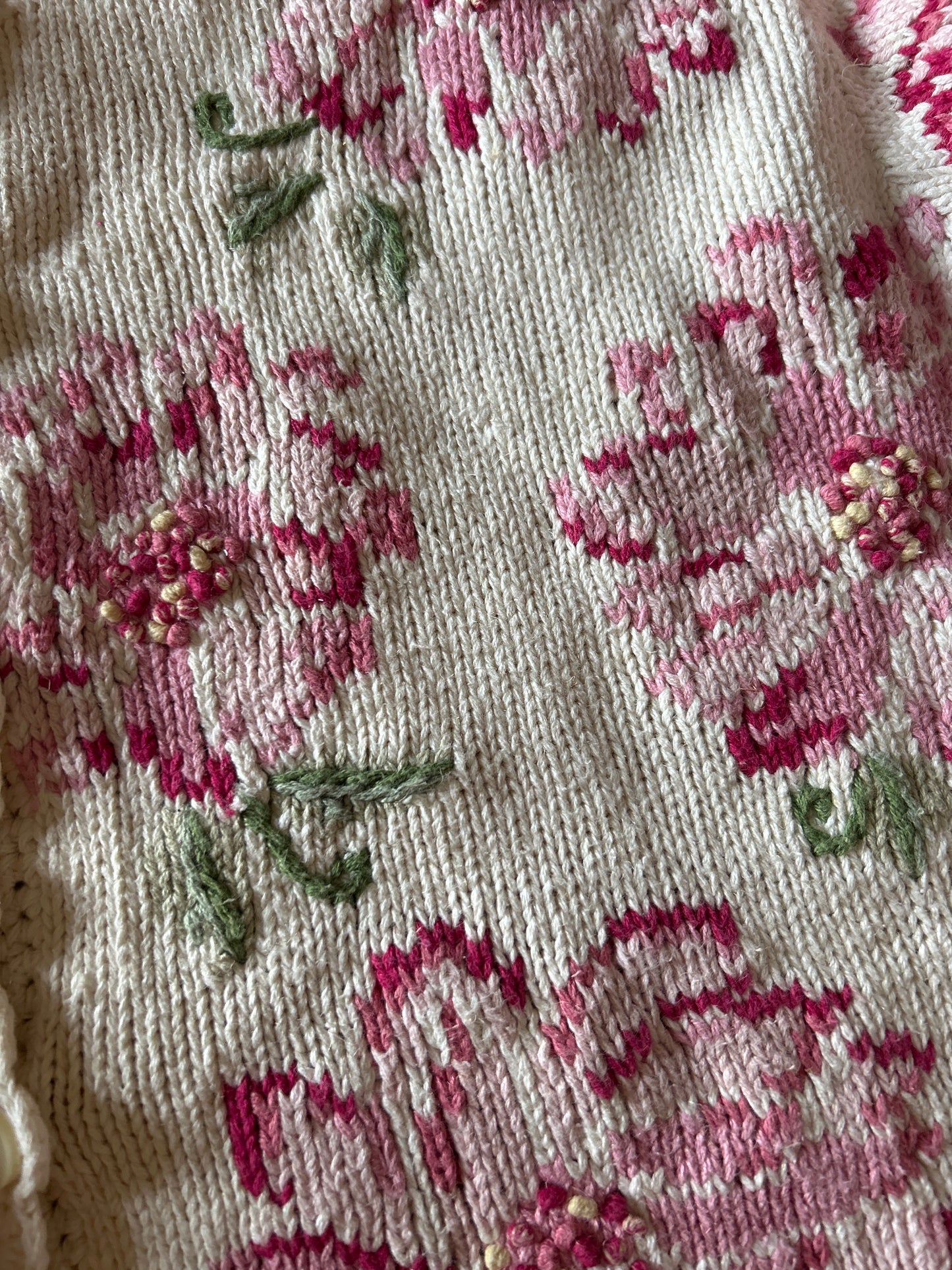 Vintage Talbots Hand Knit Floral Cardigan