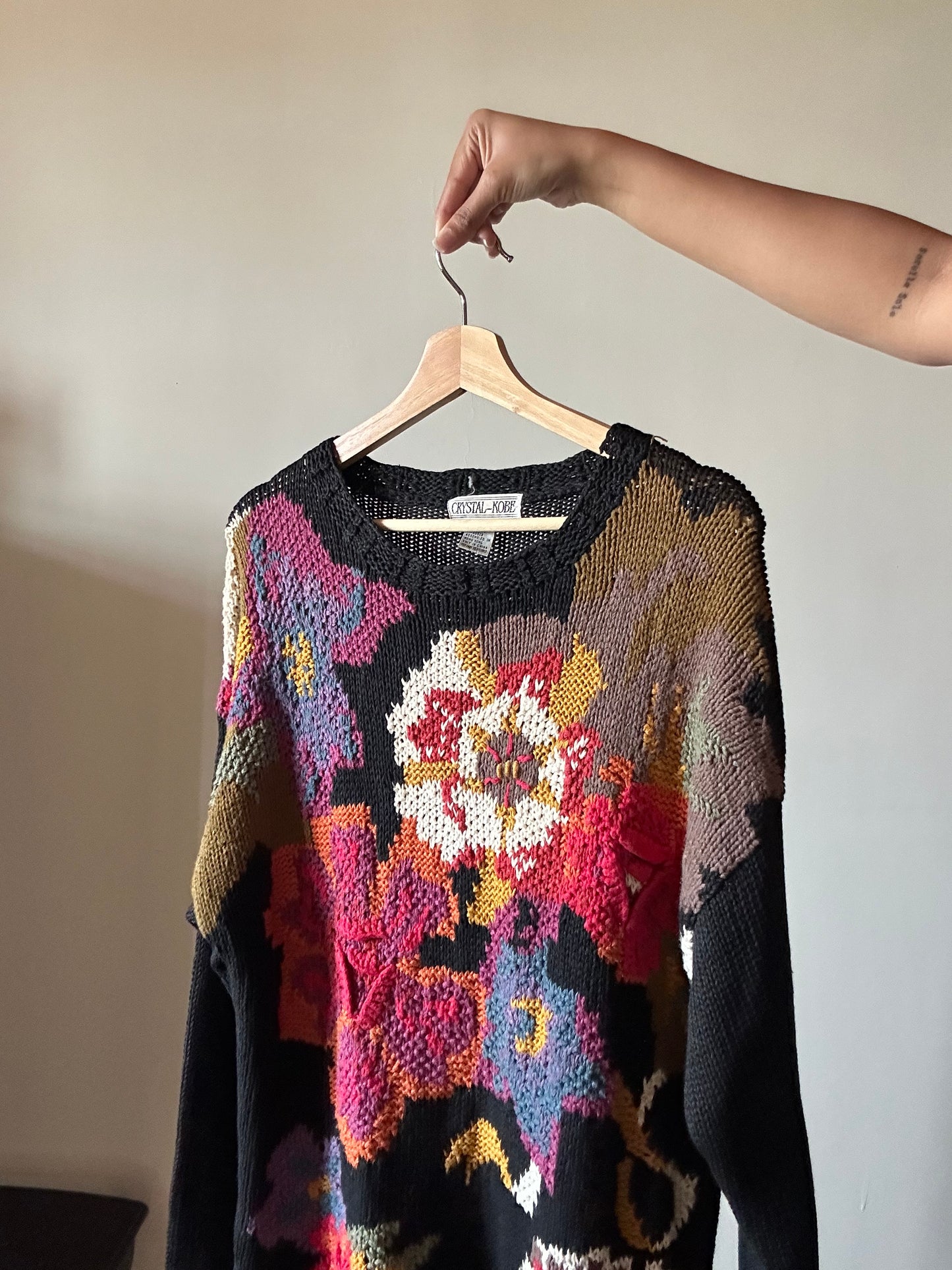 Vintage Crystal Kobe Floral Knit Pullover