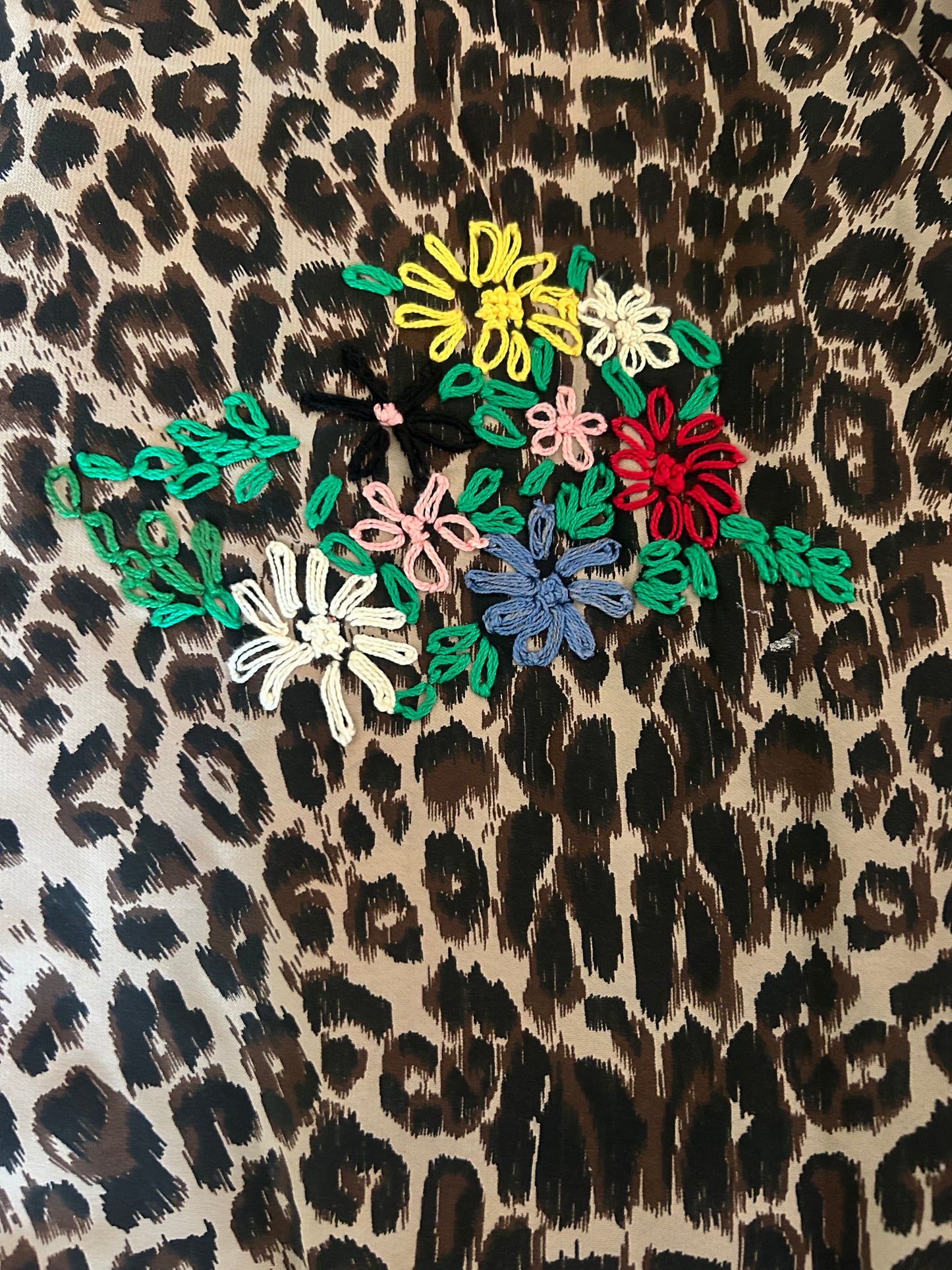 Vintage Cheetah Print And Embroidered Lightly Quilted Shaket