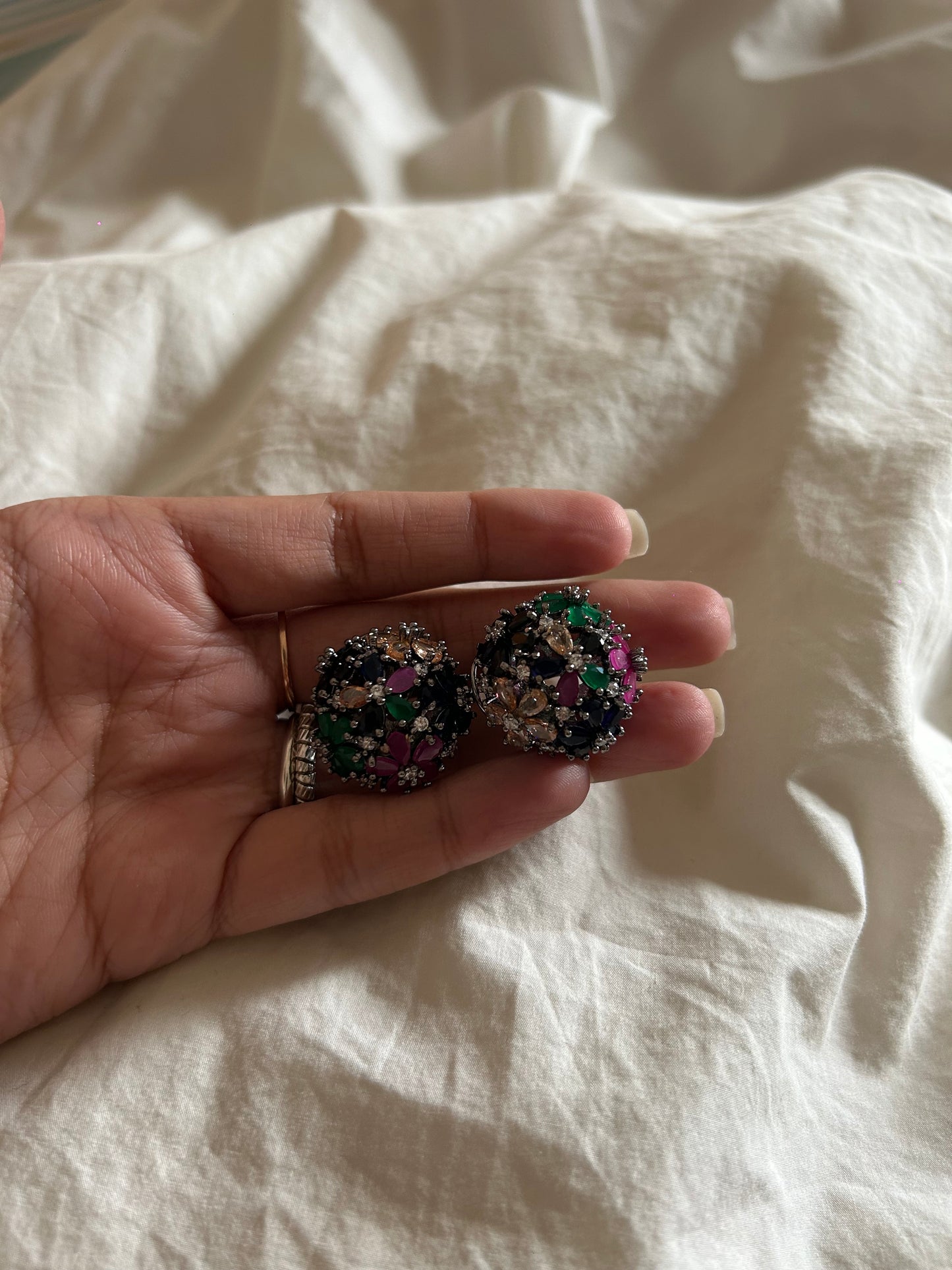 Floral Pattern Stone Studs
