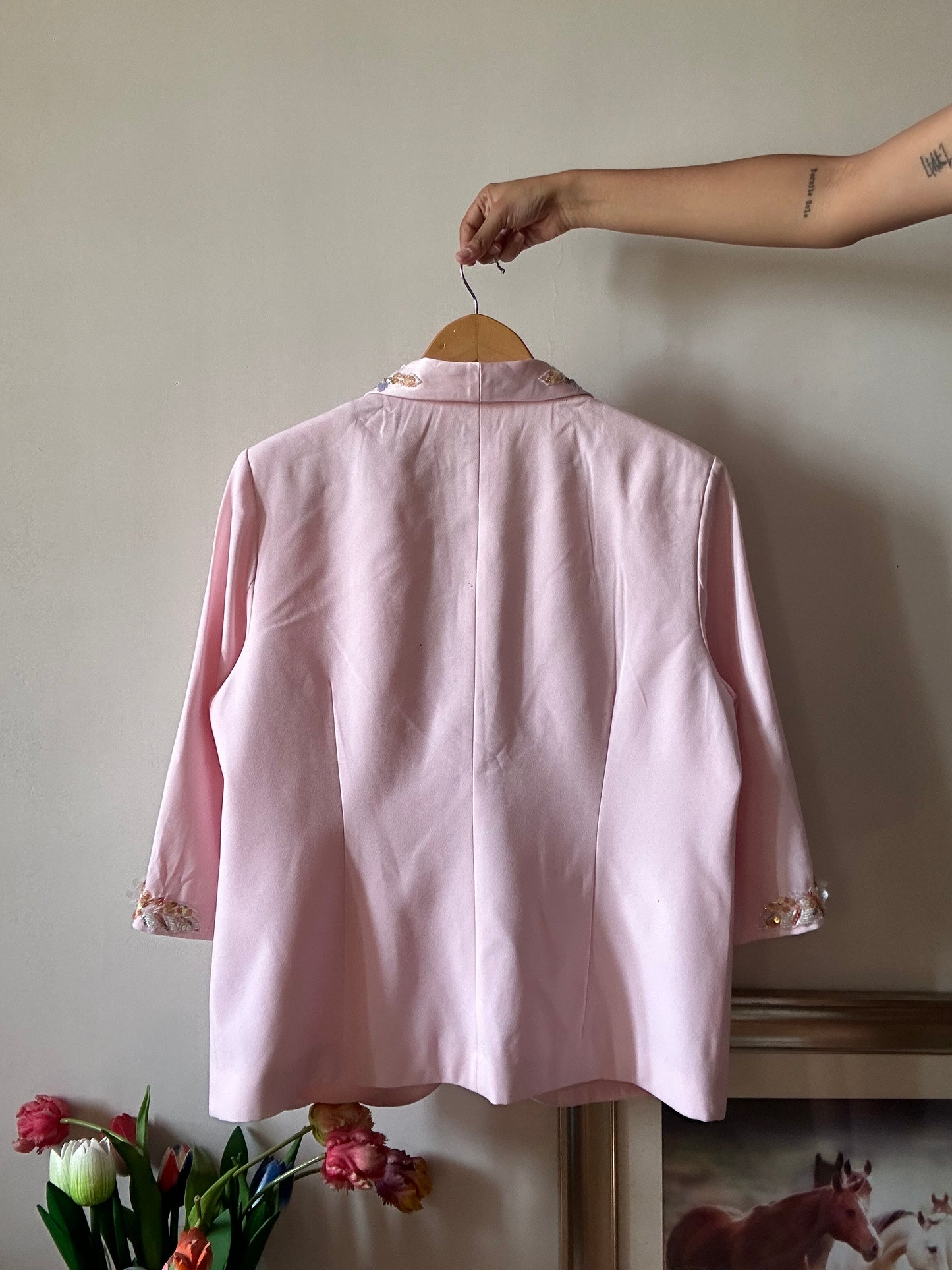 Together Vintage Beaded Pink Blazer