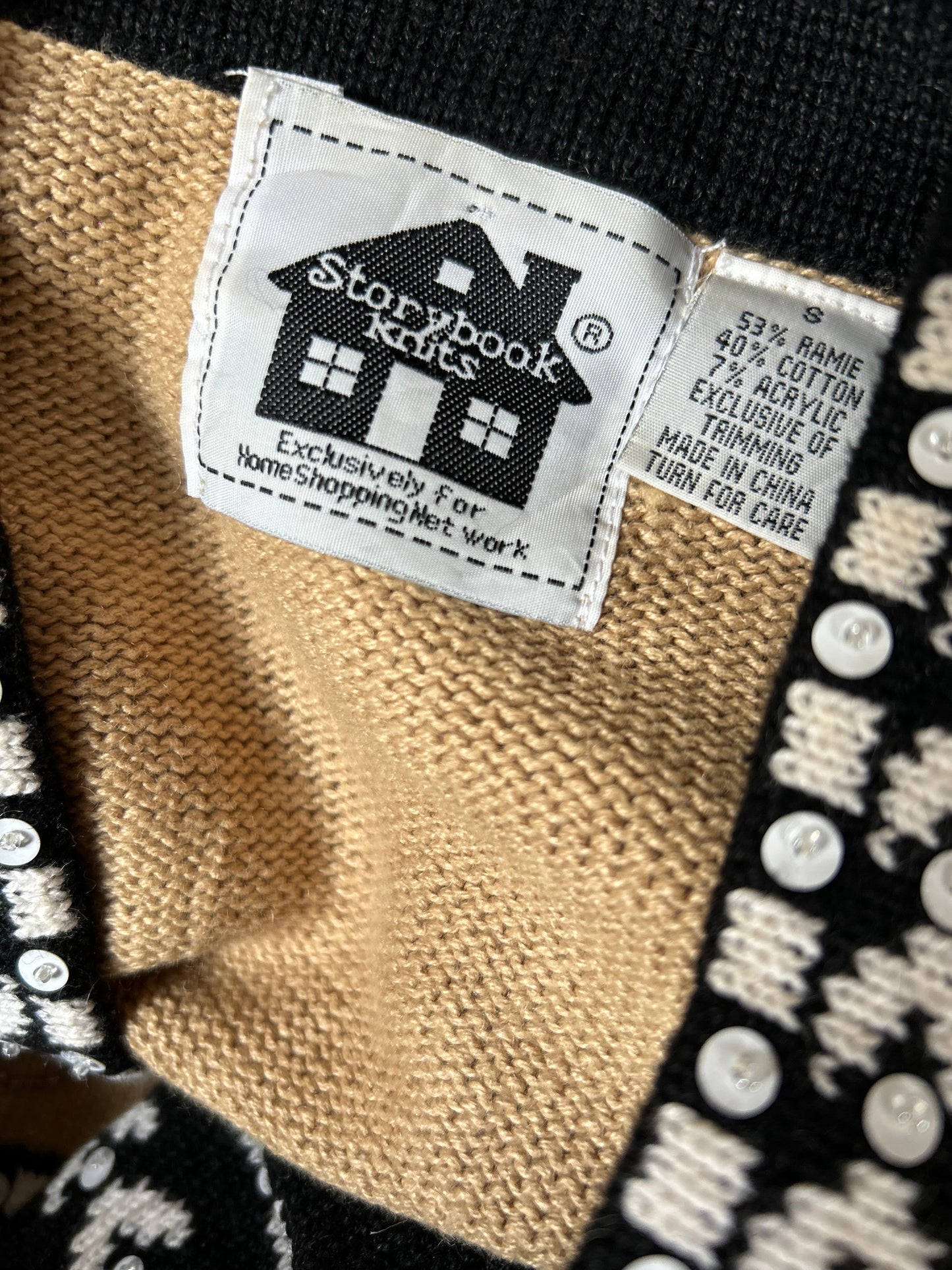 Vintage Story Book Knits Embroidered, Beaded Knit Cardigan