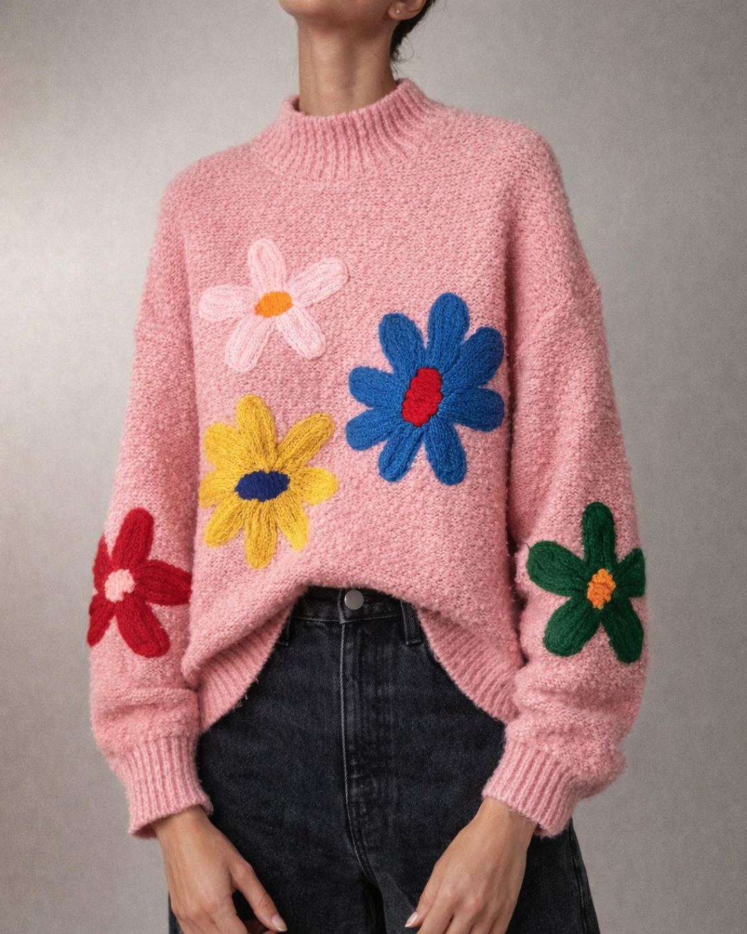 Vintage Floral Knit Pullover
