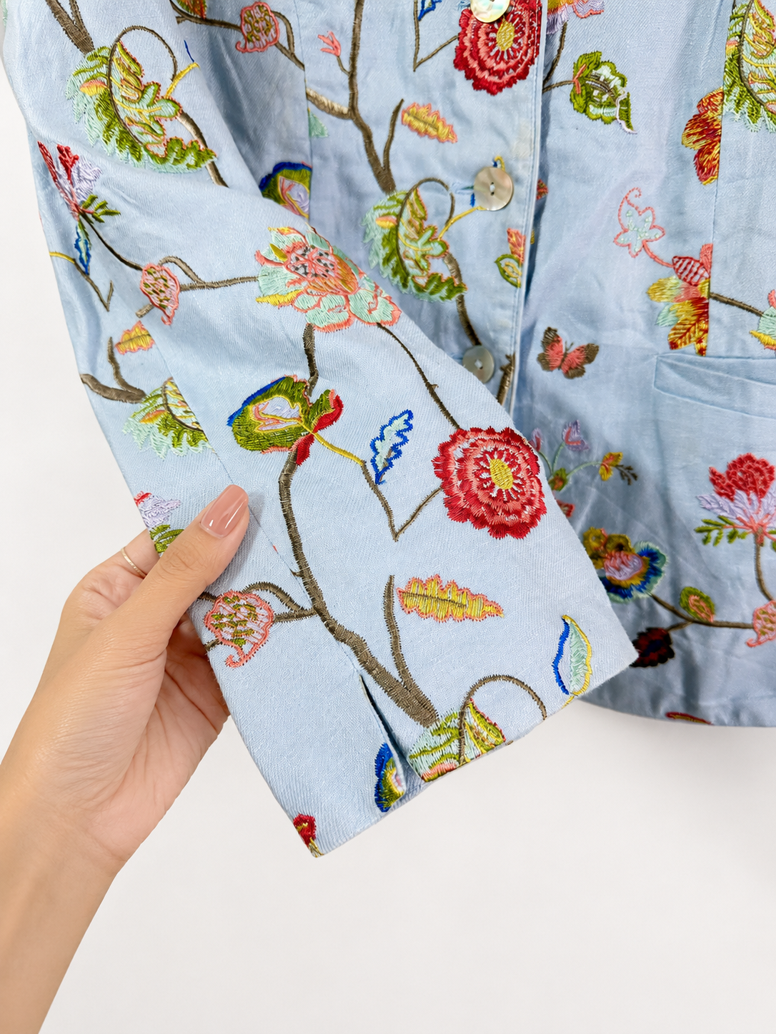 Vintage Sky Garden Embroidered Cotton Jacket