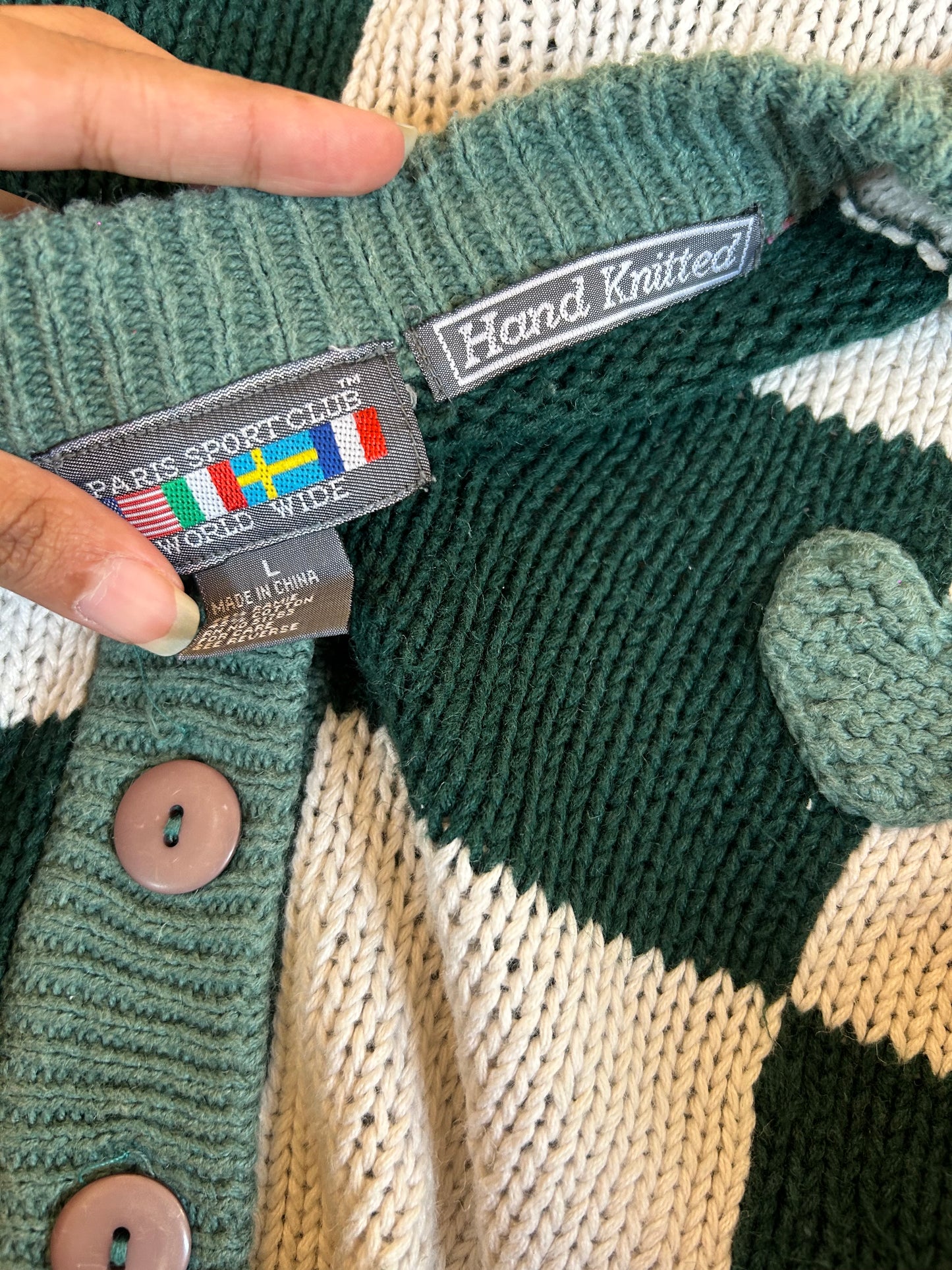 Vintage Paris Sports Club Hand Knit Cardigan