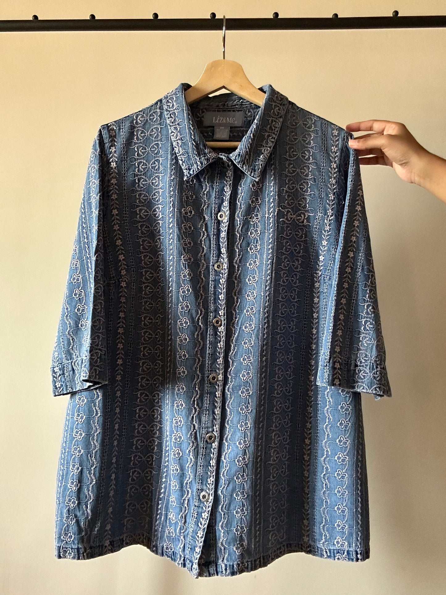 Fully Embroidered Vintage Liz&Me Denim Shirt