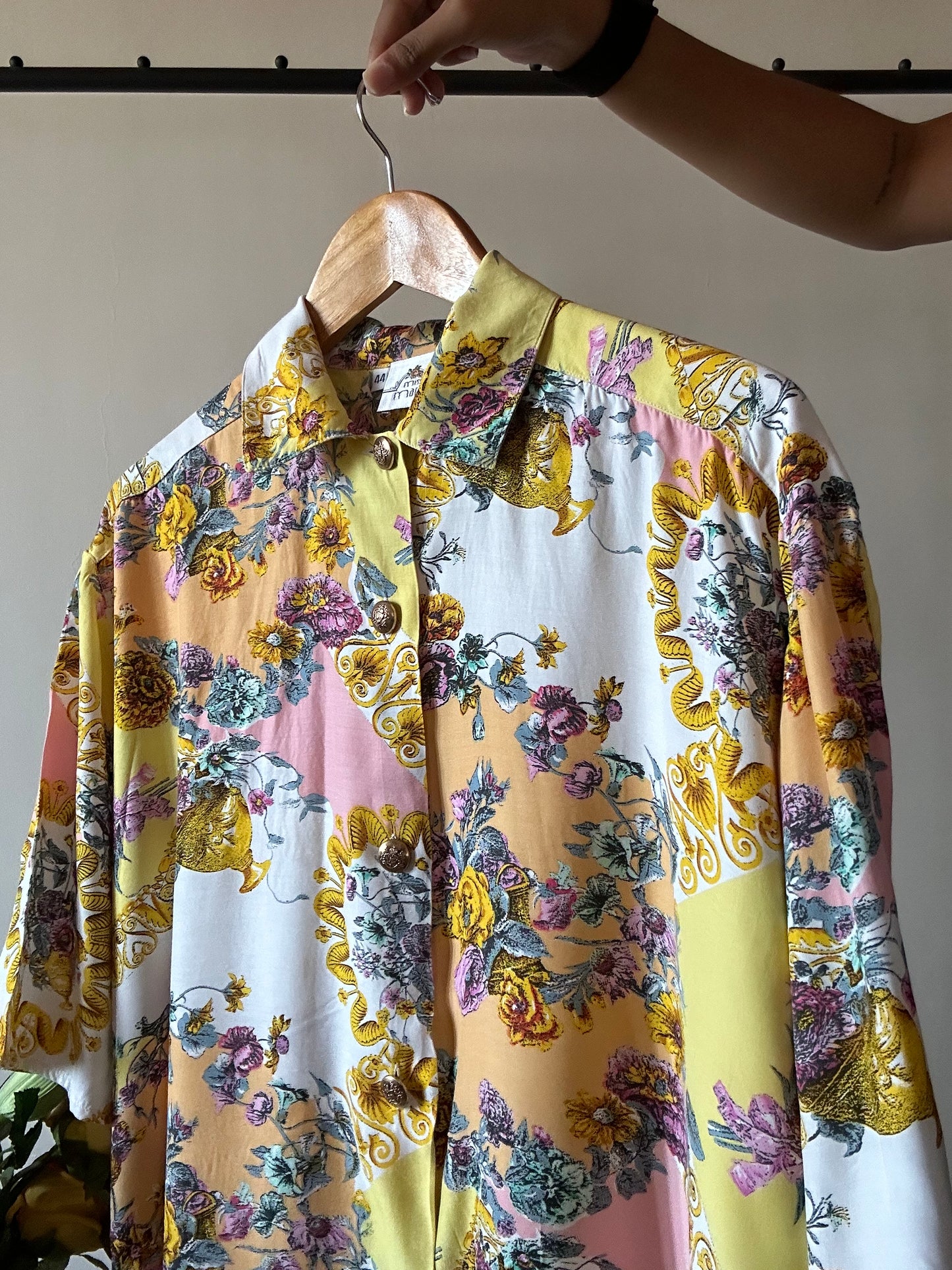 Vintage Floral Baroque Print Shirt