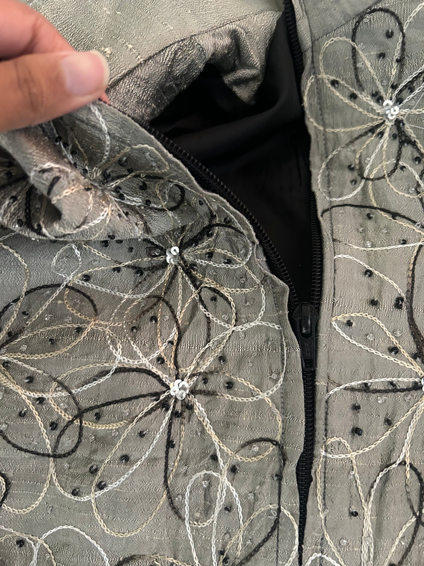 Anage Vintage All Beaded and Embroidered Silk Shaket