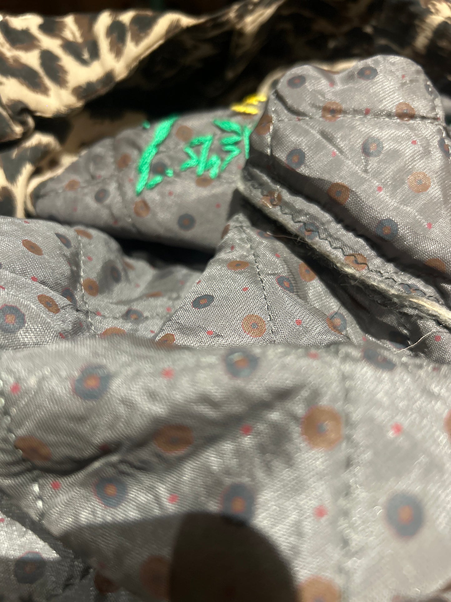 Vintage Cheetah Print And Embroidered Lightly Quilted Shaket