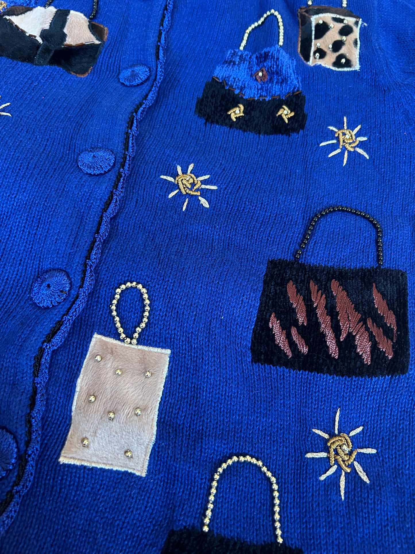 Victoria Harbour Vintage Knit Cardigan with Patchwork and Beads