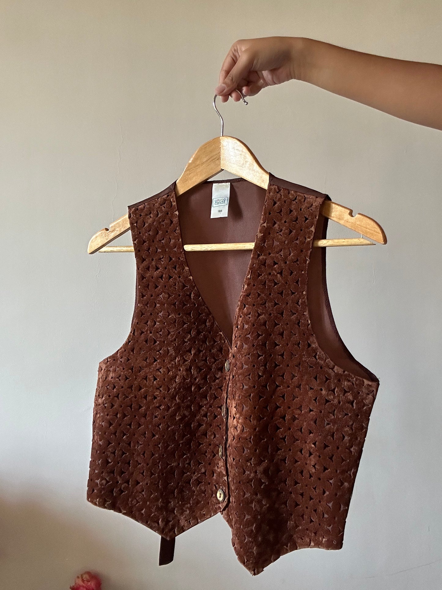 Vintage Young Canda Floral Cutout Vest