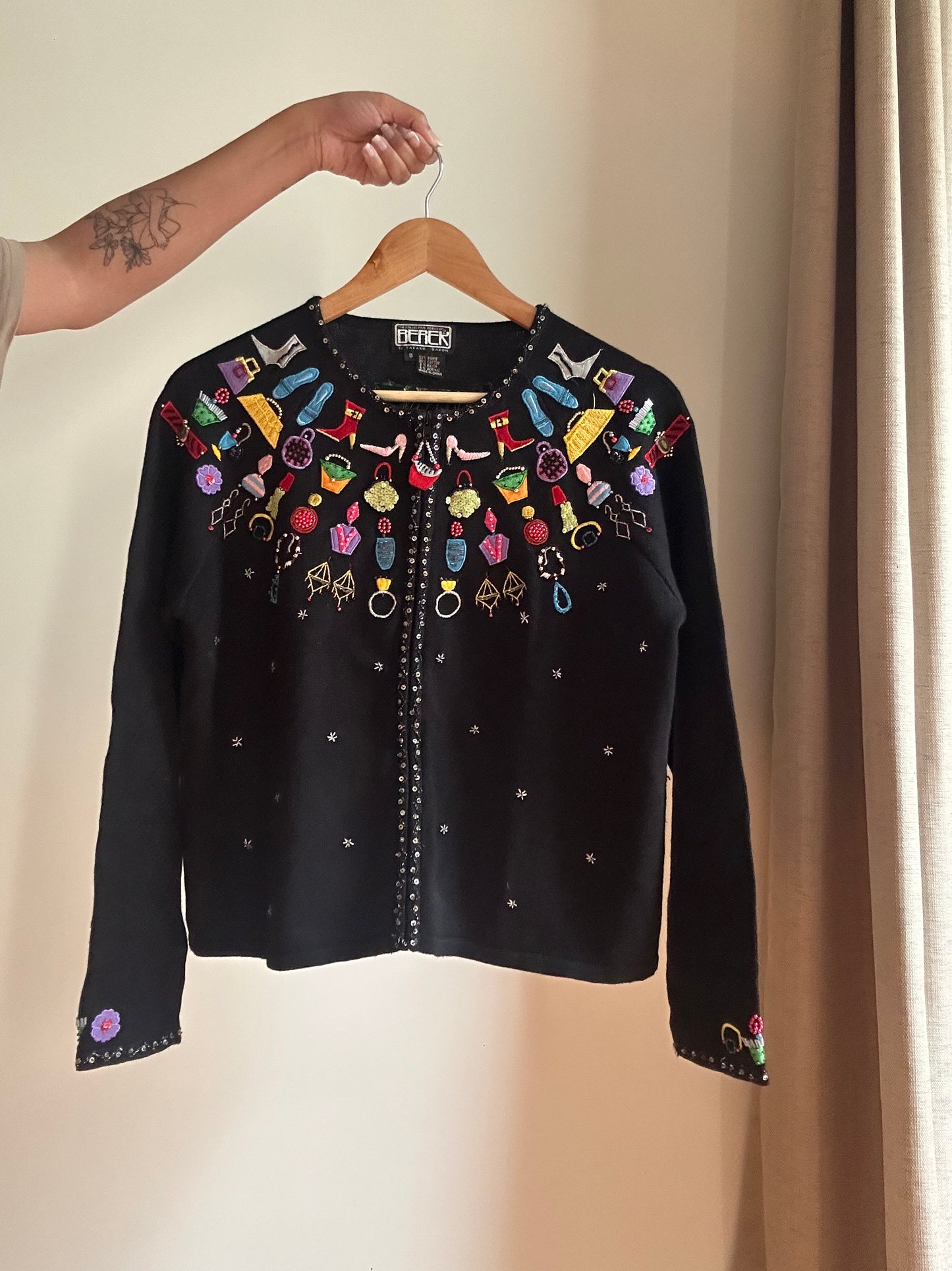 Vintage Berek By Takano Sakon Knit Beaded and Embroidered Cardigan