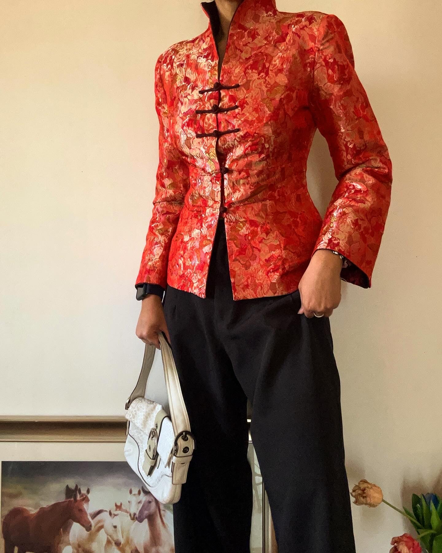 Vintage Chinese Butterfly Floral Embroidered Shirt