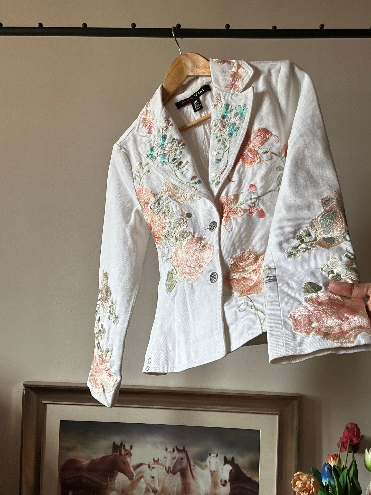 Vintage Armor Jeans Denim Embroidered Jacket