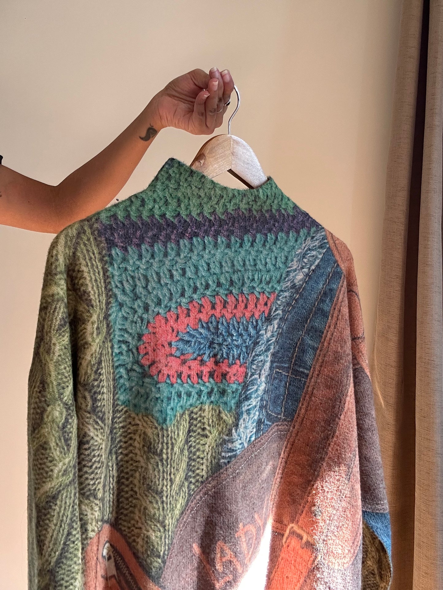 Vintage Printed Knit Pullover