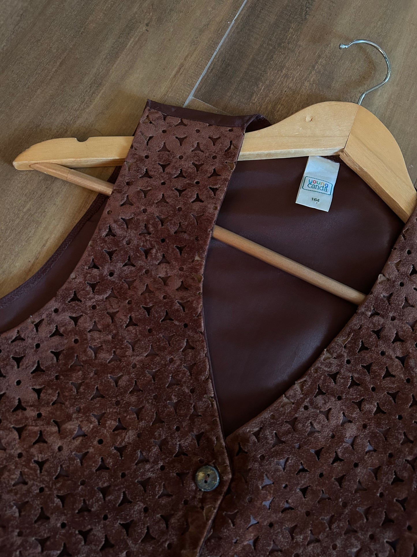 Vintage Young Canda Floral Cutout Vest