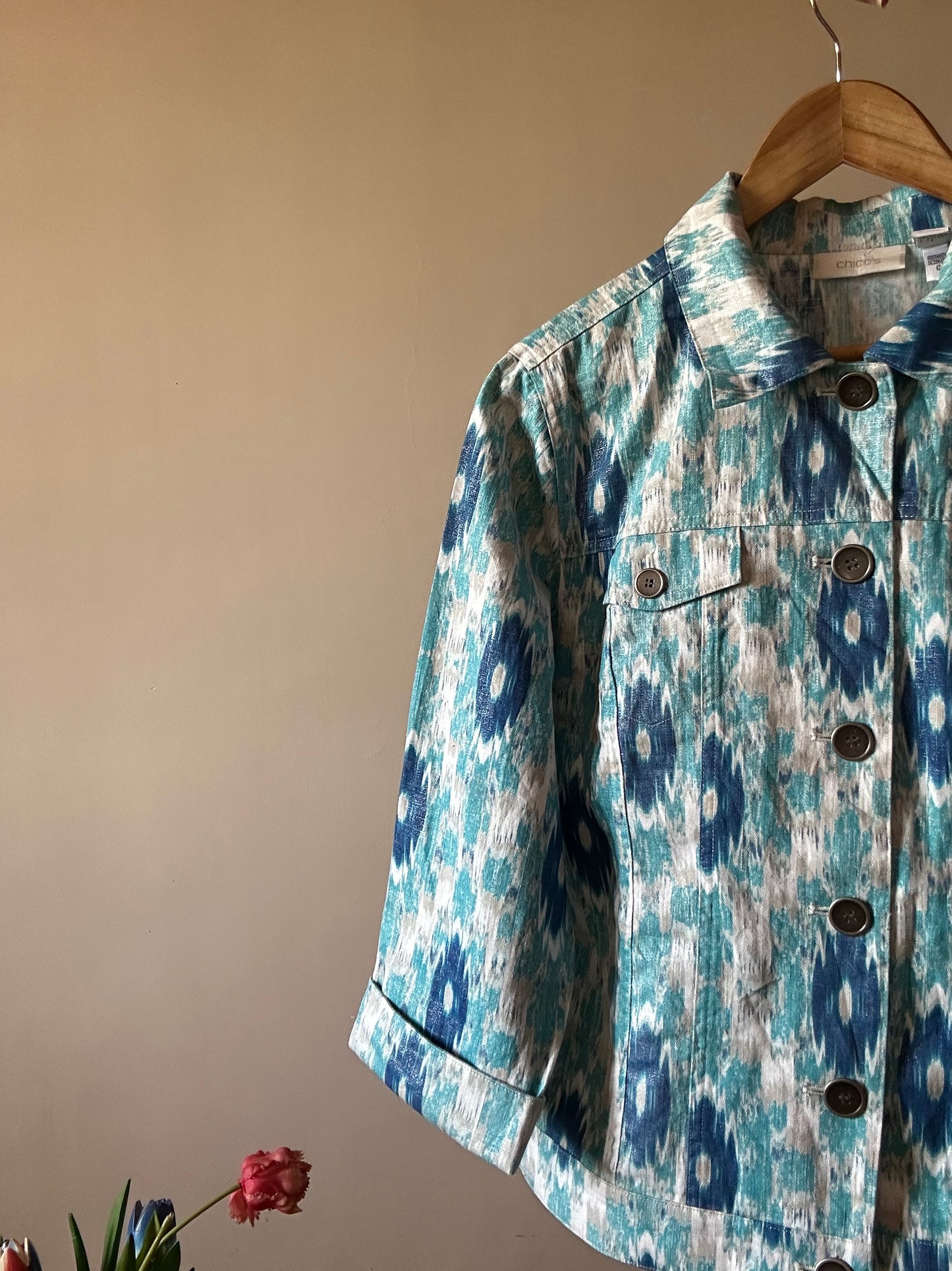 Chico’s Vintage Printed Shaket With Shimmer