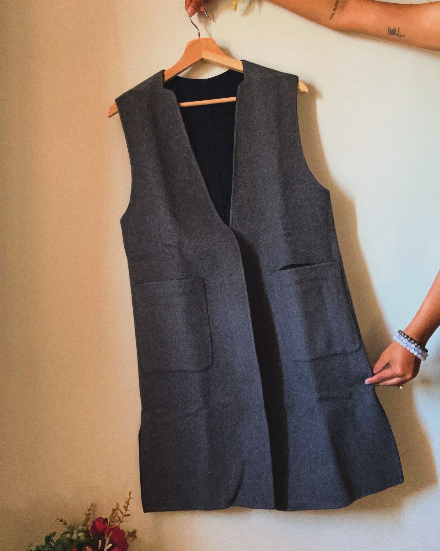 Vintage Woollen Reversible Long Vest