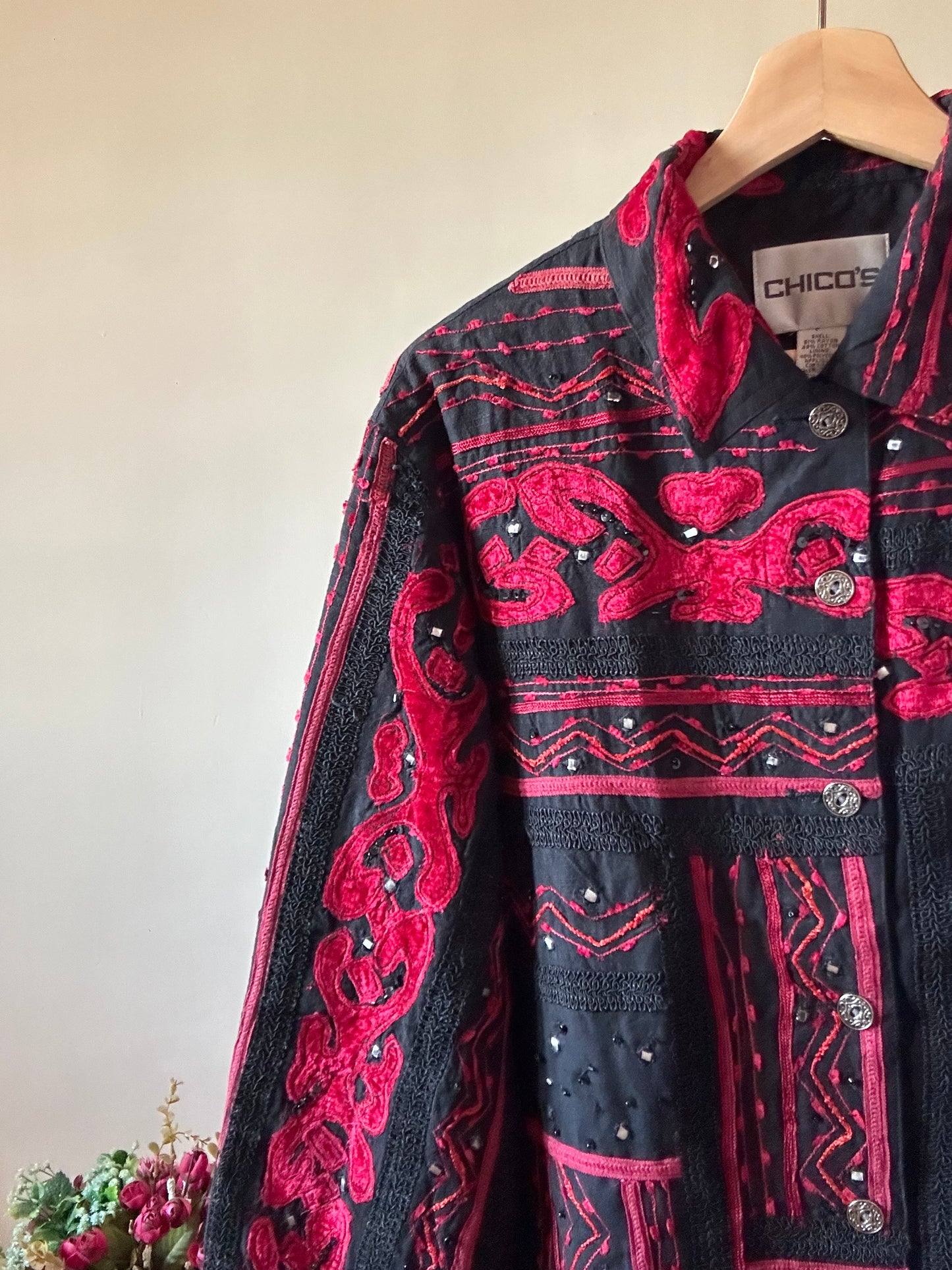 Chico’s Vintage All Beaded and Embroidered Shaket