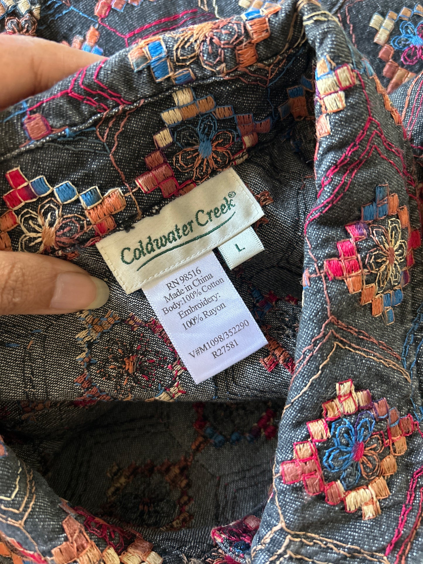 Vintage Coldwater Creek All Embroidered Shaket