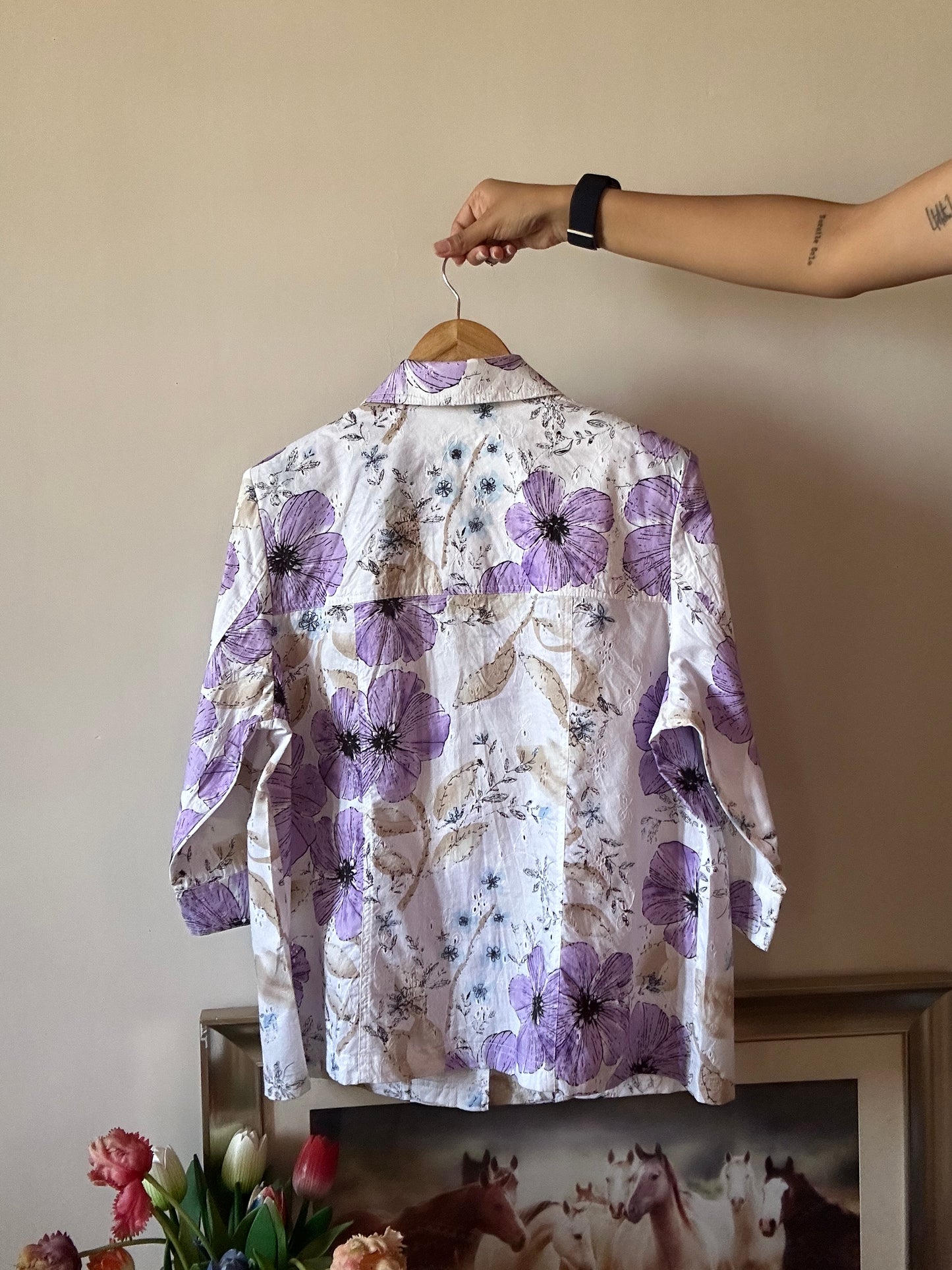 Alia Vintage Floral Print And Embroidery Shirt