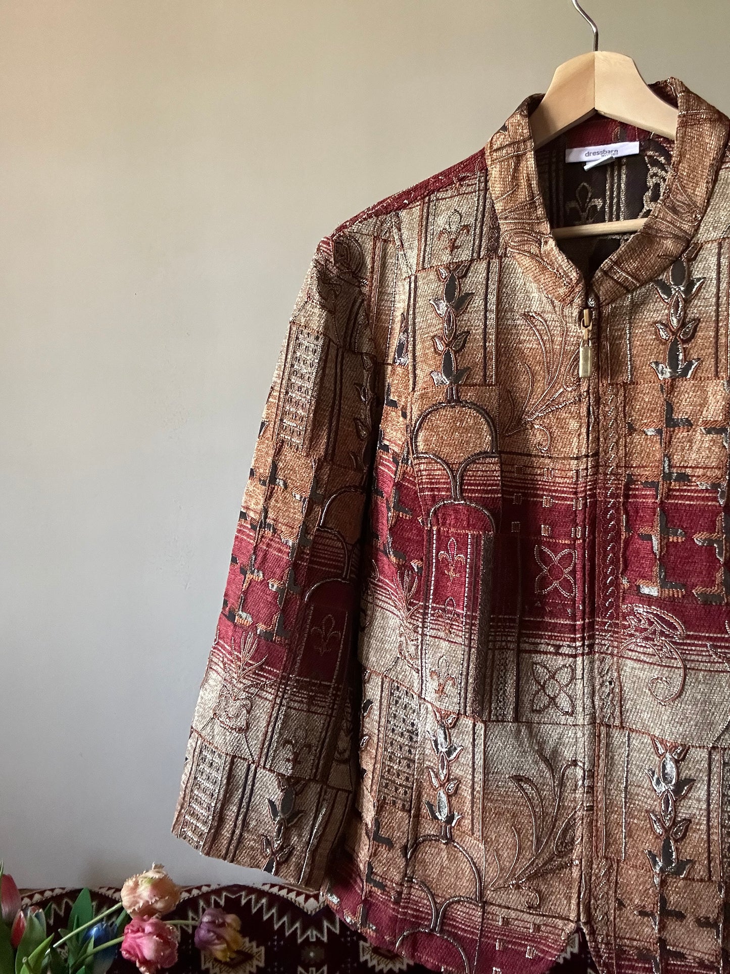 Vintage Dressbarn Woven Front Zipper Jacket
