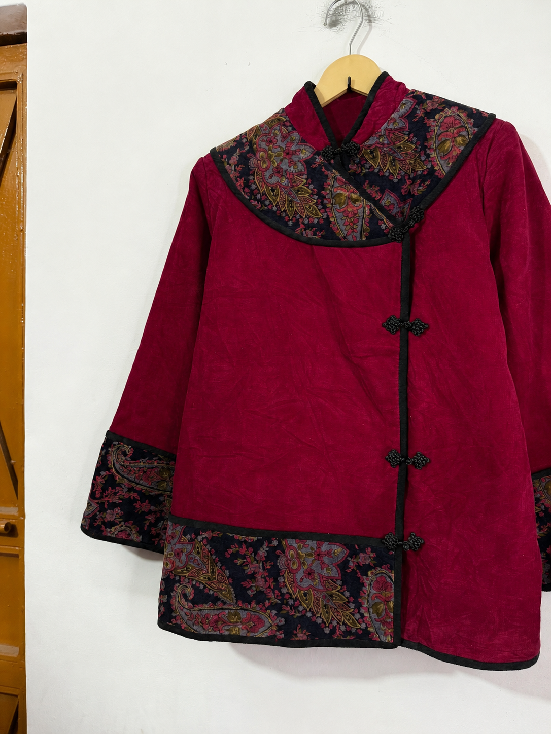 Vintage Chinese Inspired Brocade Trim Jacket