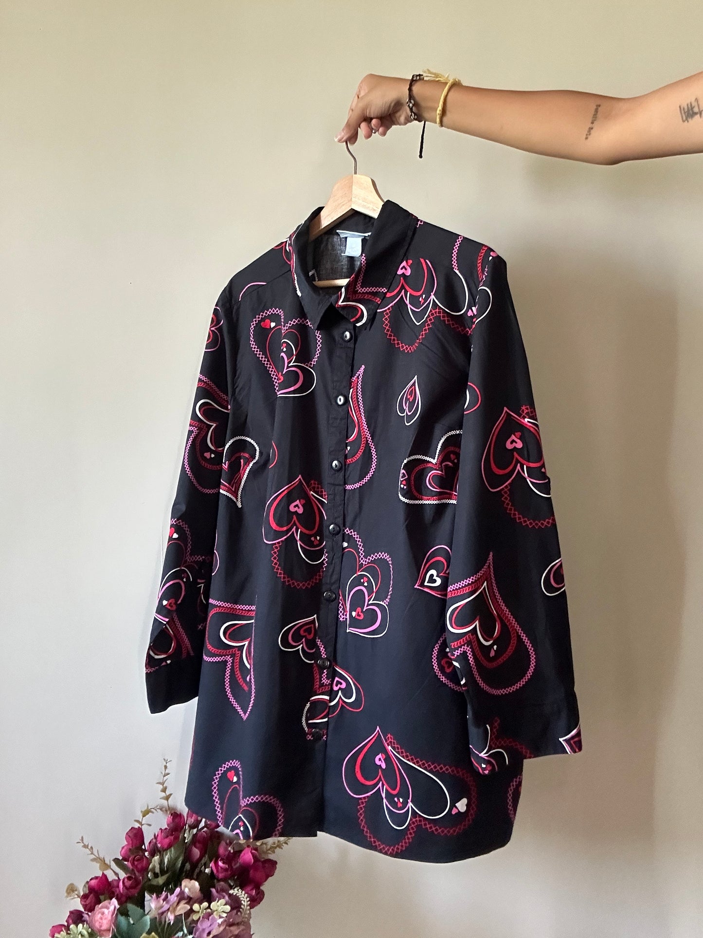 Liz & Me Vintage Hearts Print Shirt