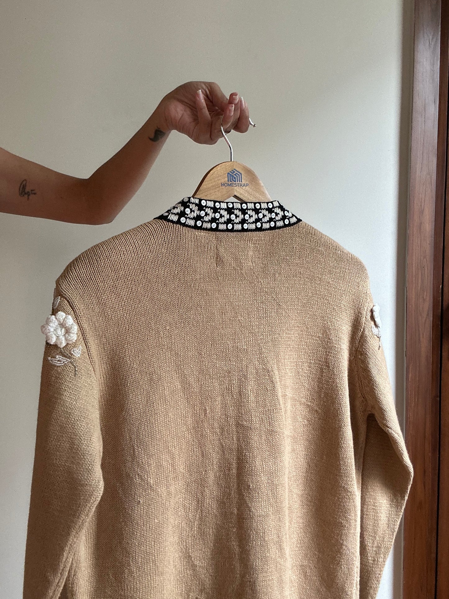 Vintage Story Book Knits Embroidered, Beaded Knit Cardigan