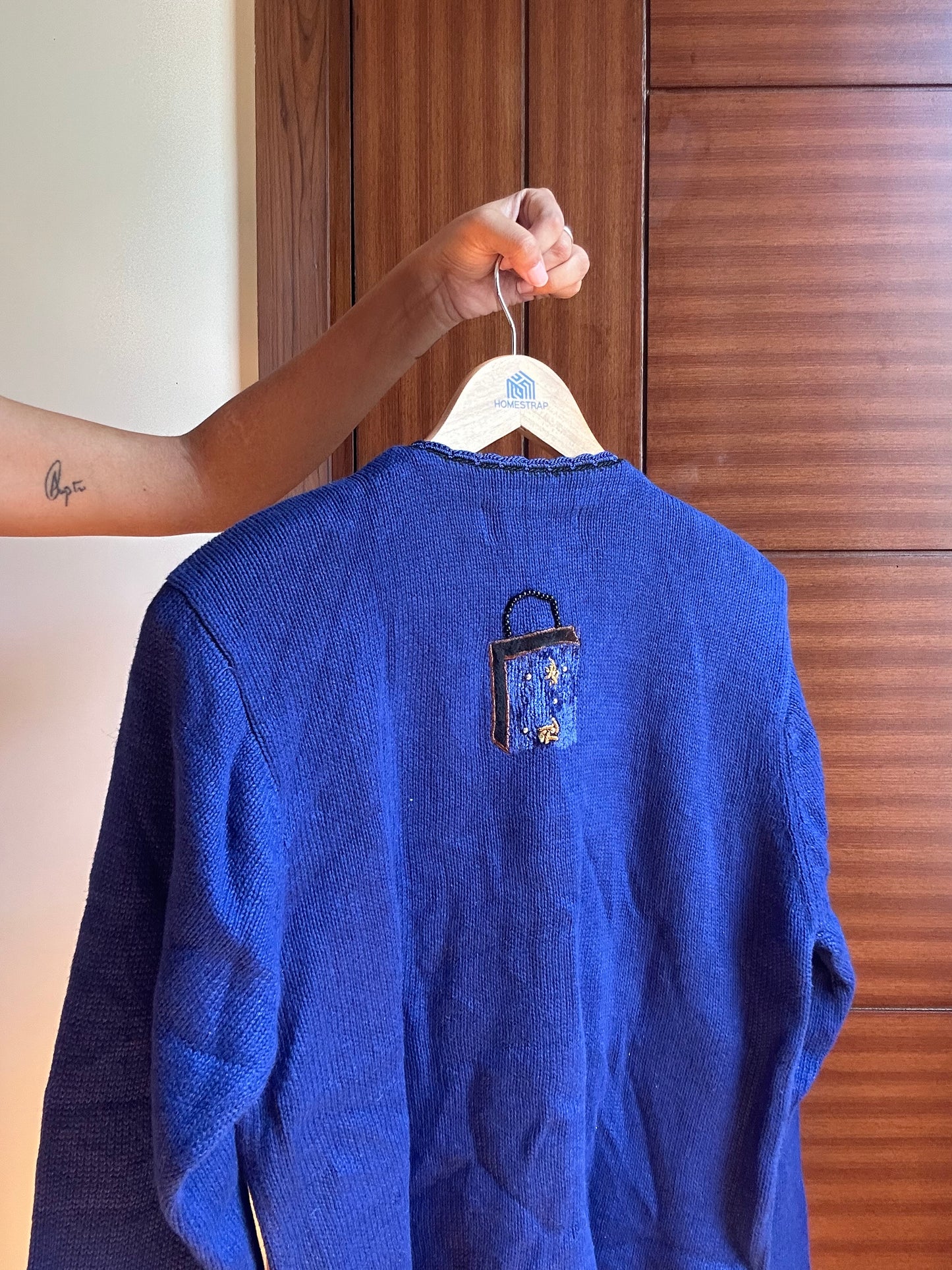 Victoria Harbour Vintage Knit Cardigan with Patchwork and Beads