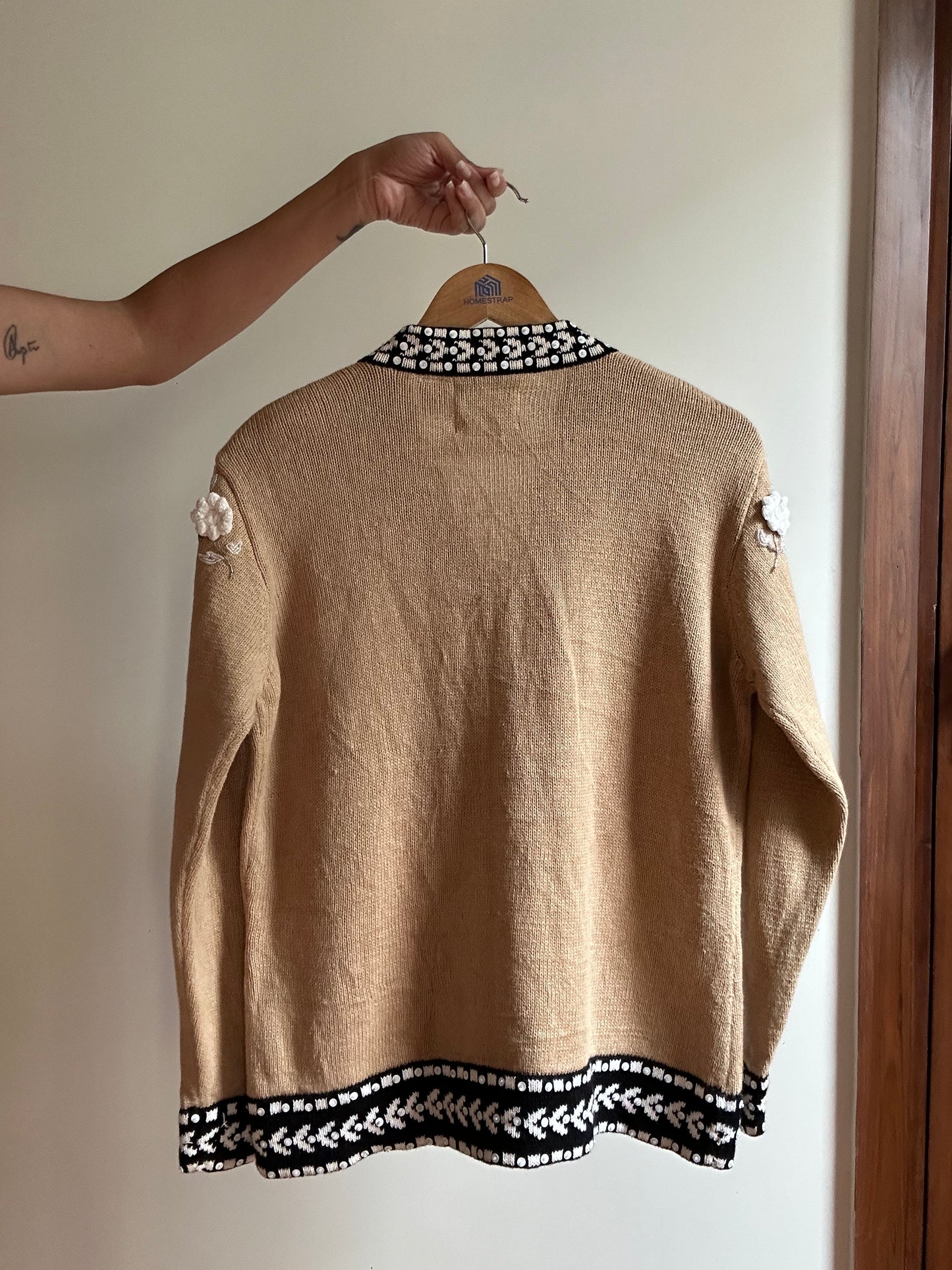 Vintage Story Book Knits Embroidered, Beaded Knit Cardigan