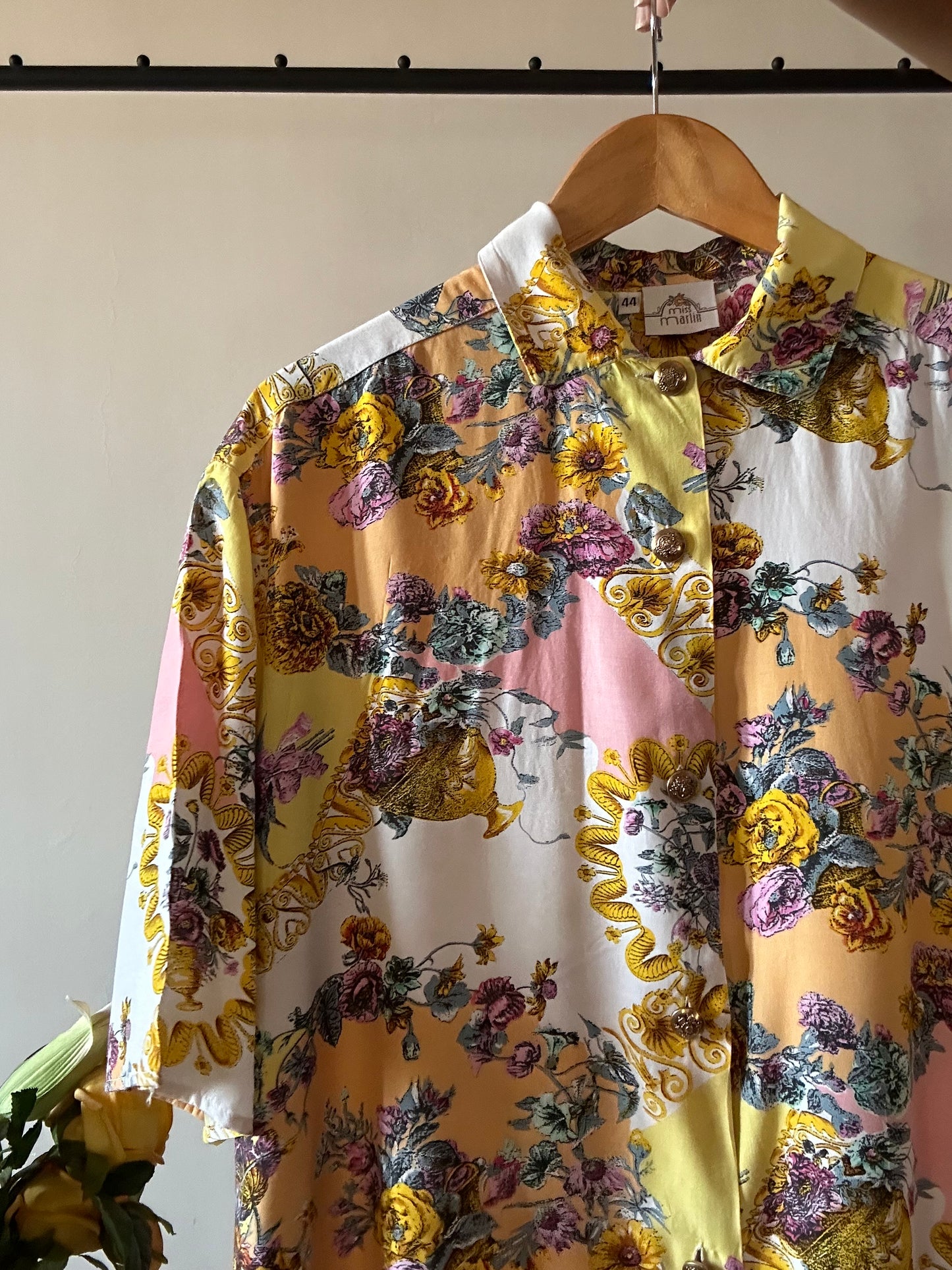 Vintage Floral Baroque Print Shirt