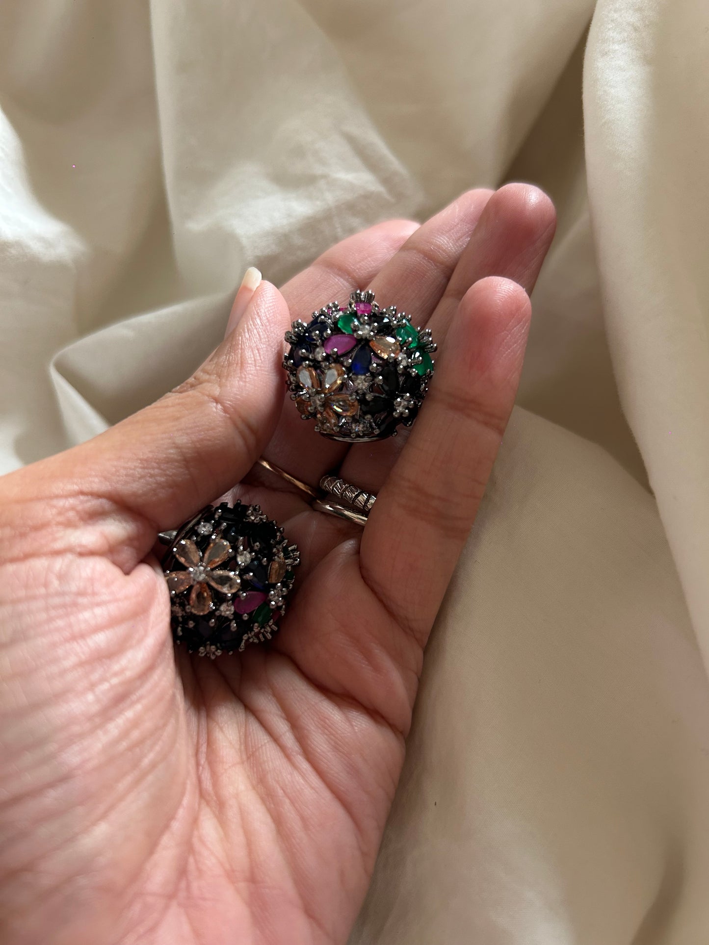 Floral Pattern Stone Studs