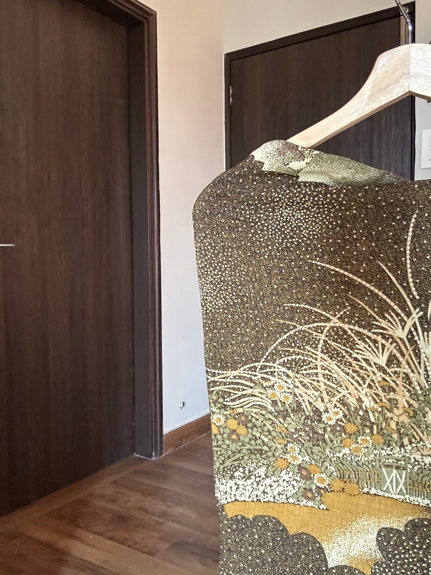 Vintage Chiffon Abstract Print Skirt With Back Zipper and Small Waist Pocket