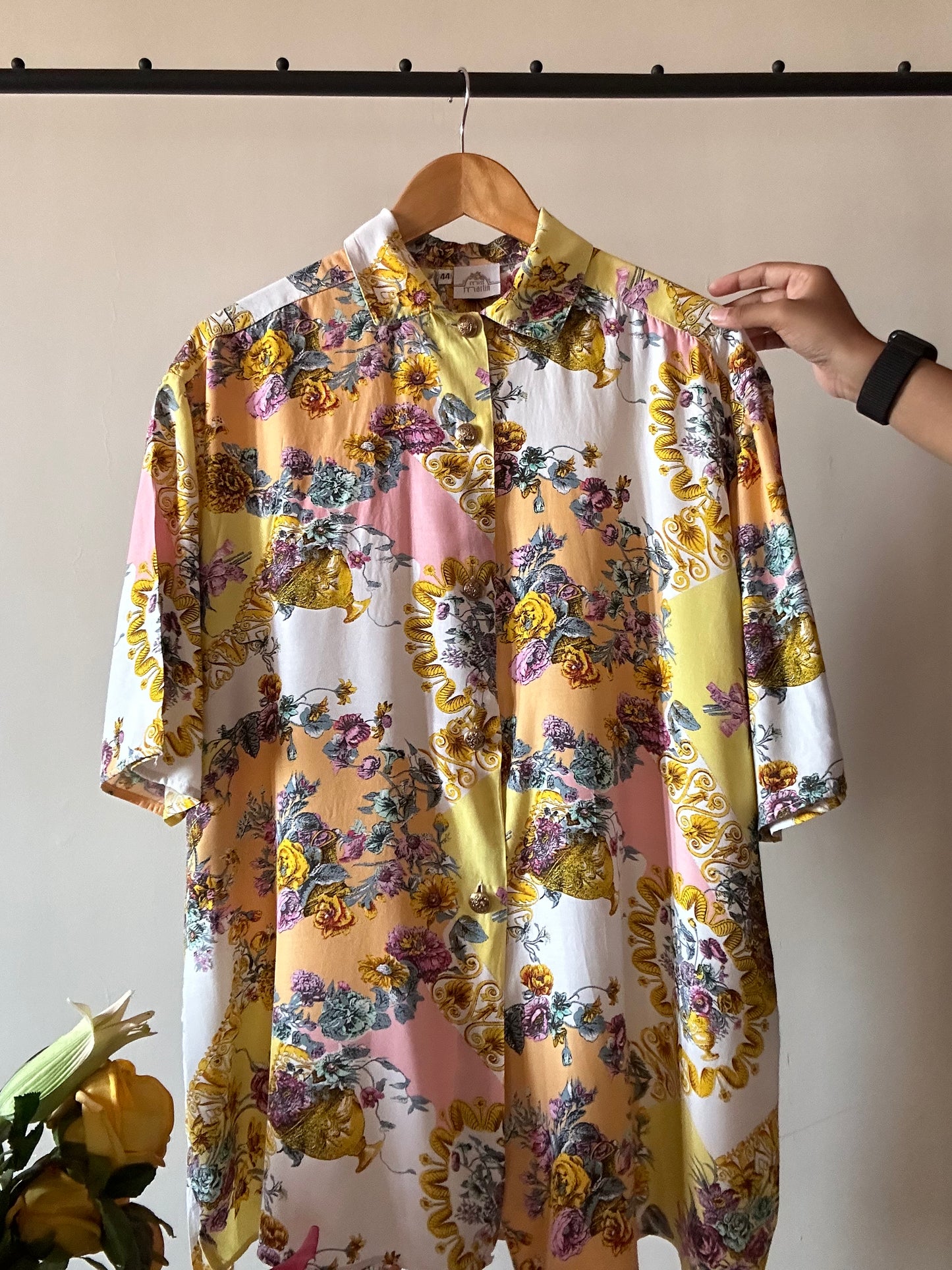 Vintage Floral Baroque Print Shirt