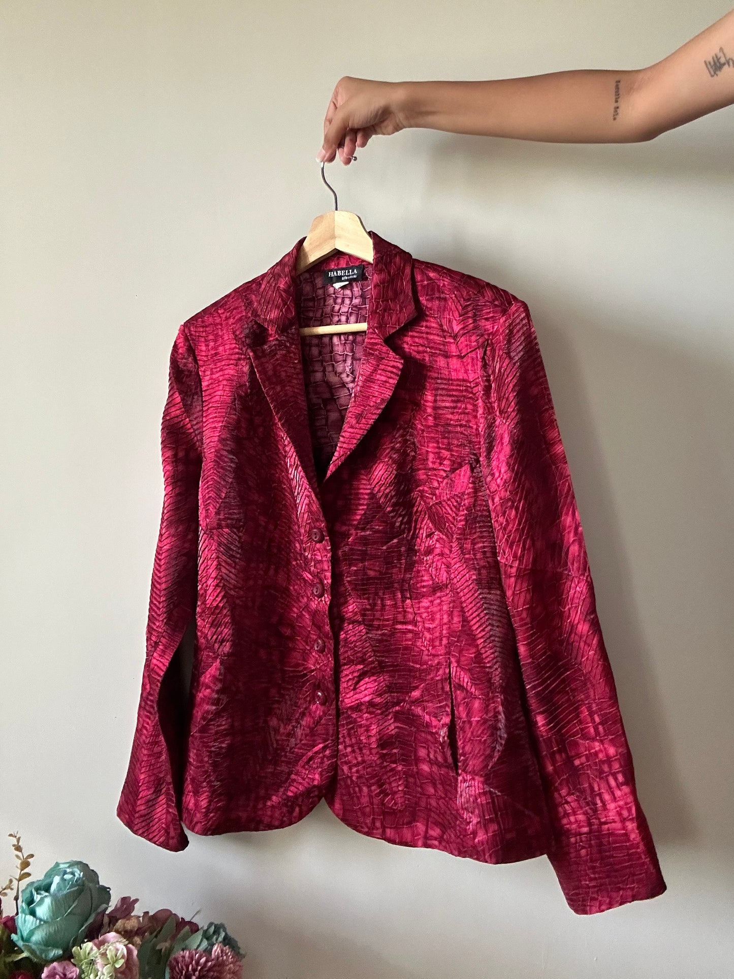 Ha Bella Vintage Textures and Printed Blazer