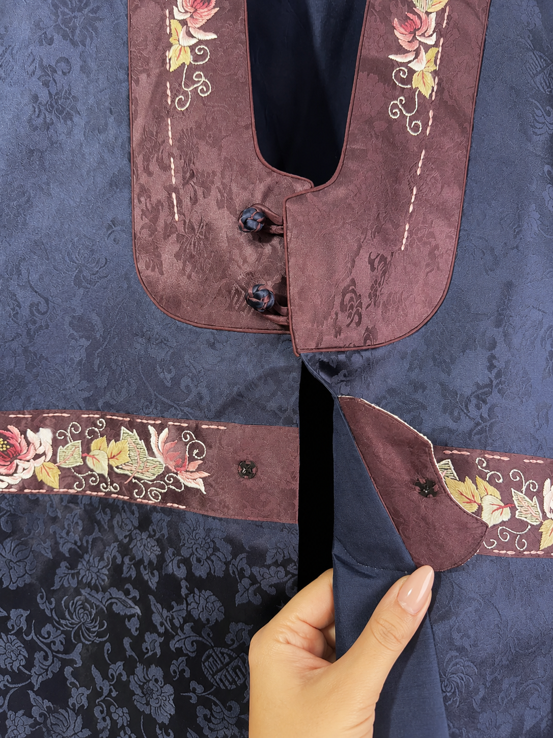 Vintage Midnight Bloom Hanbok Vest