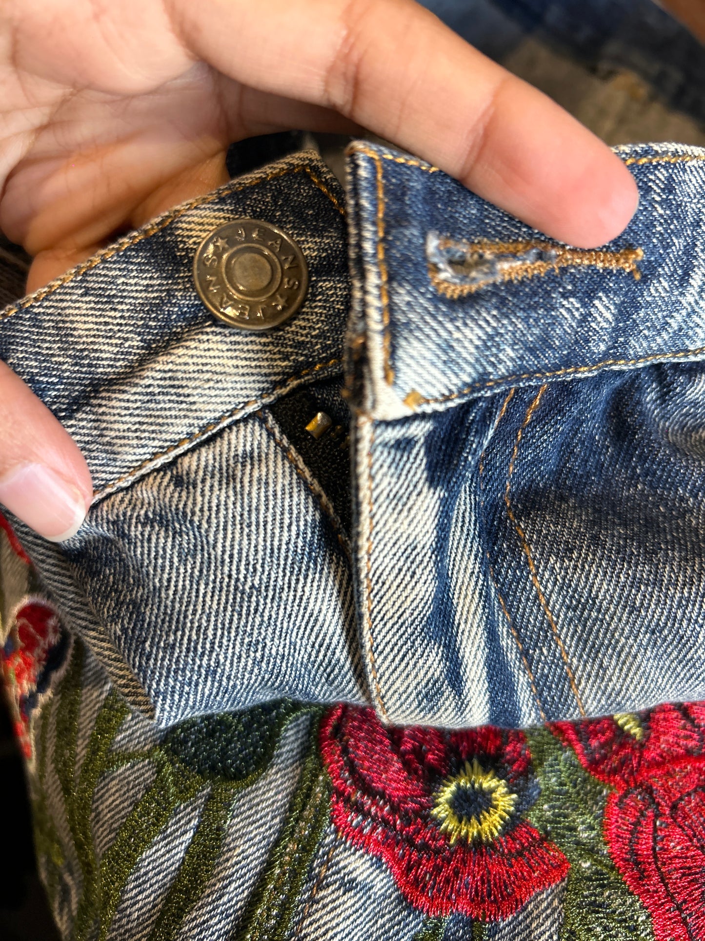 All Embroidered Denim Skirt