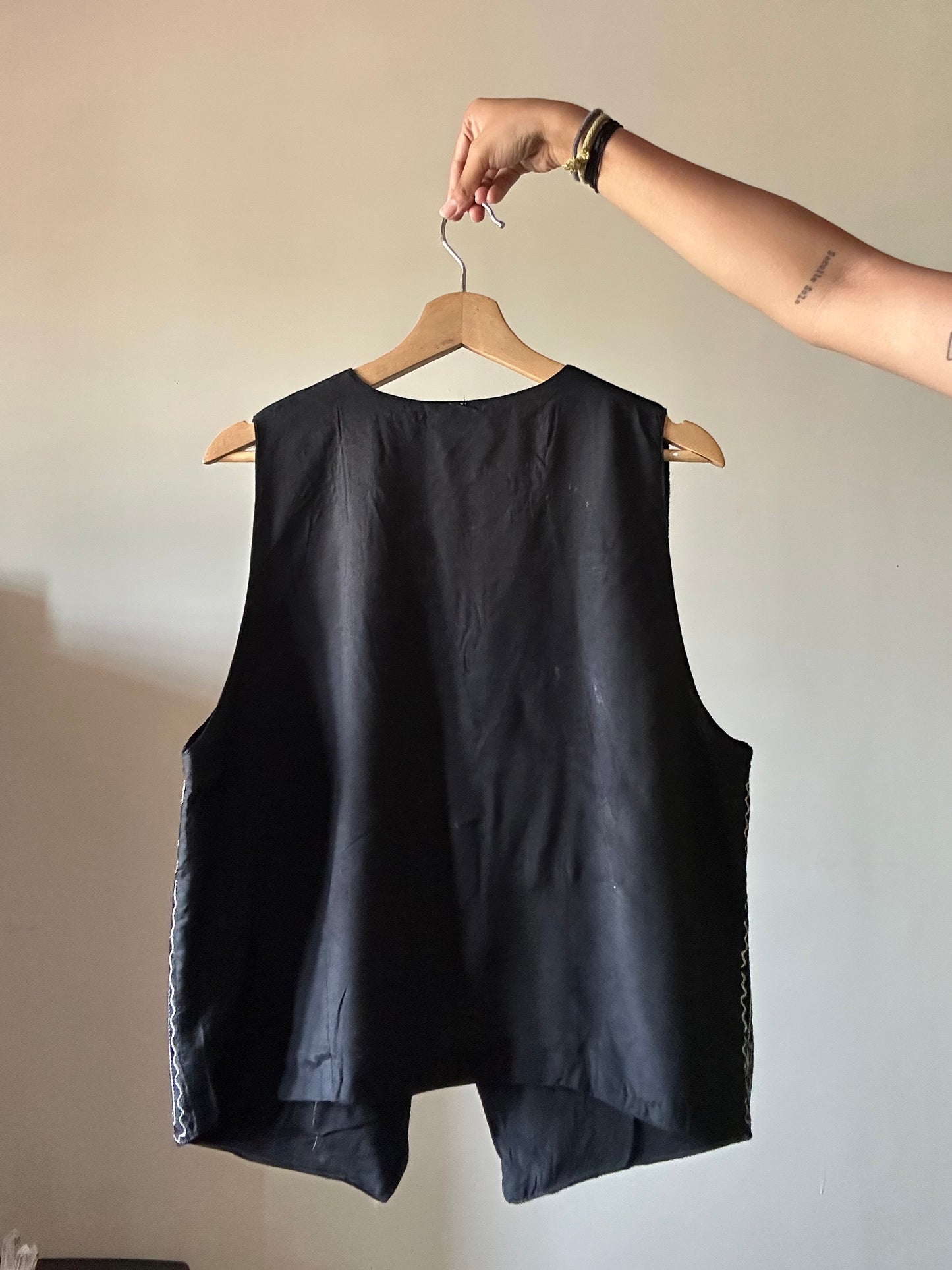 Vintage Black Embroidered Vest